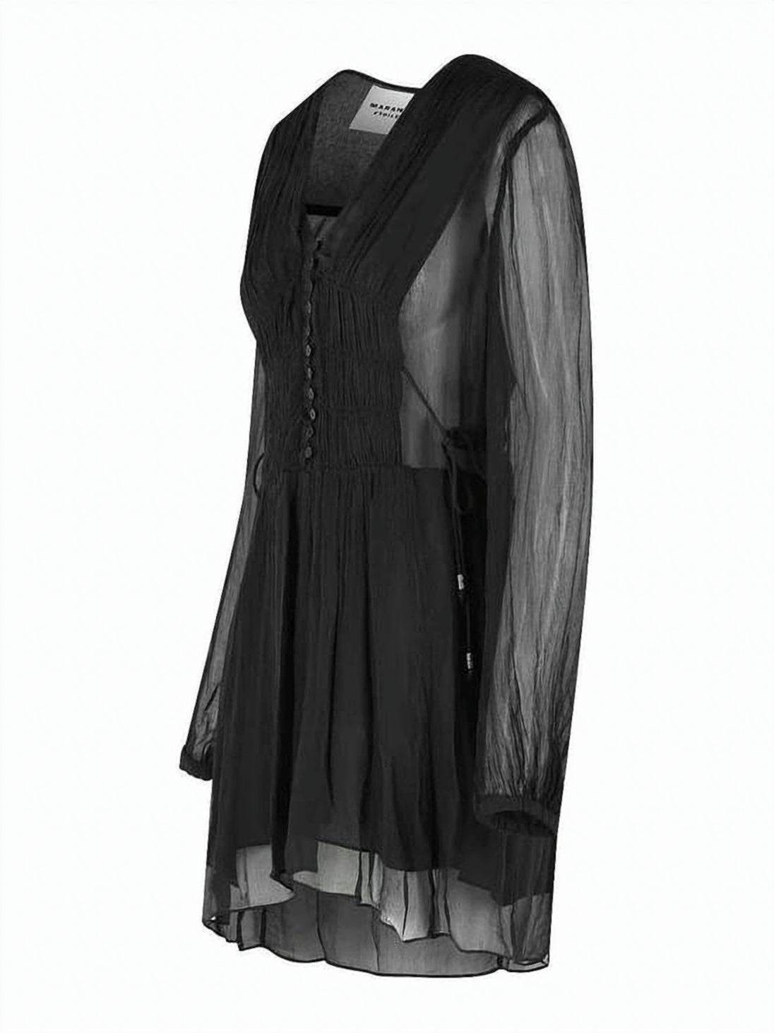 Multicolour Viscose Midi Sheer V-Neck Dress