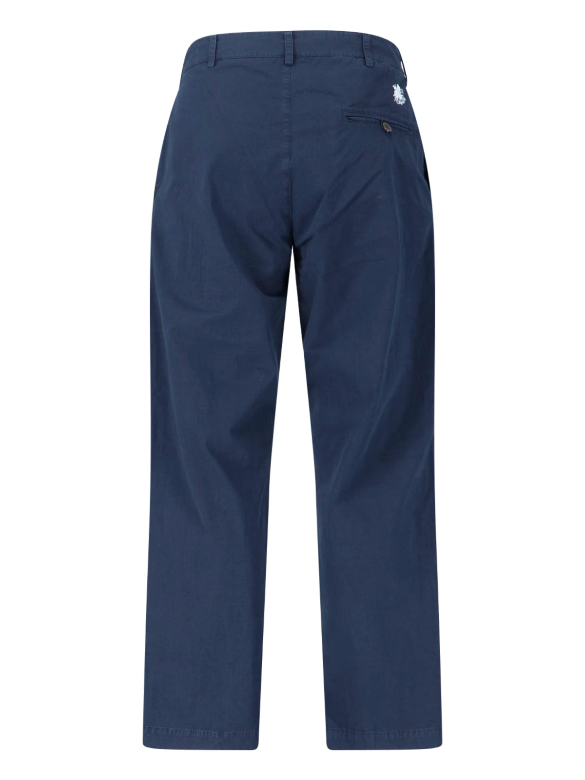 Blue Mid-Rise Cotton Straight Trousers