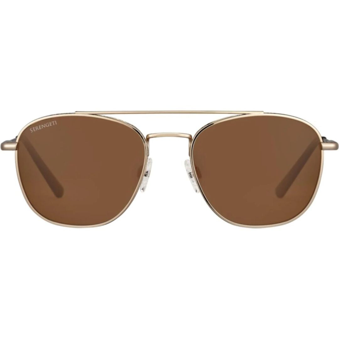 Carroll Double Bridge Metal Frame Sunglasses with Brown Lenses