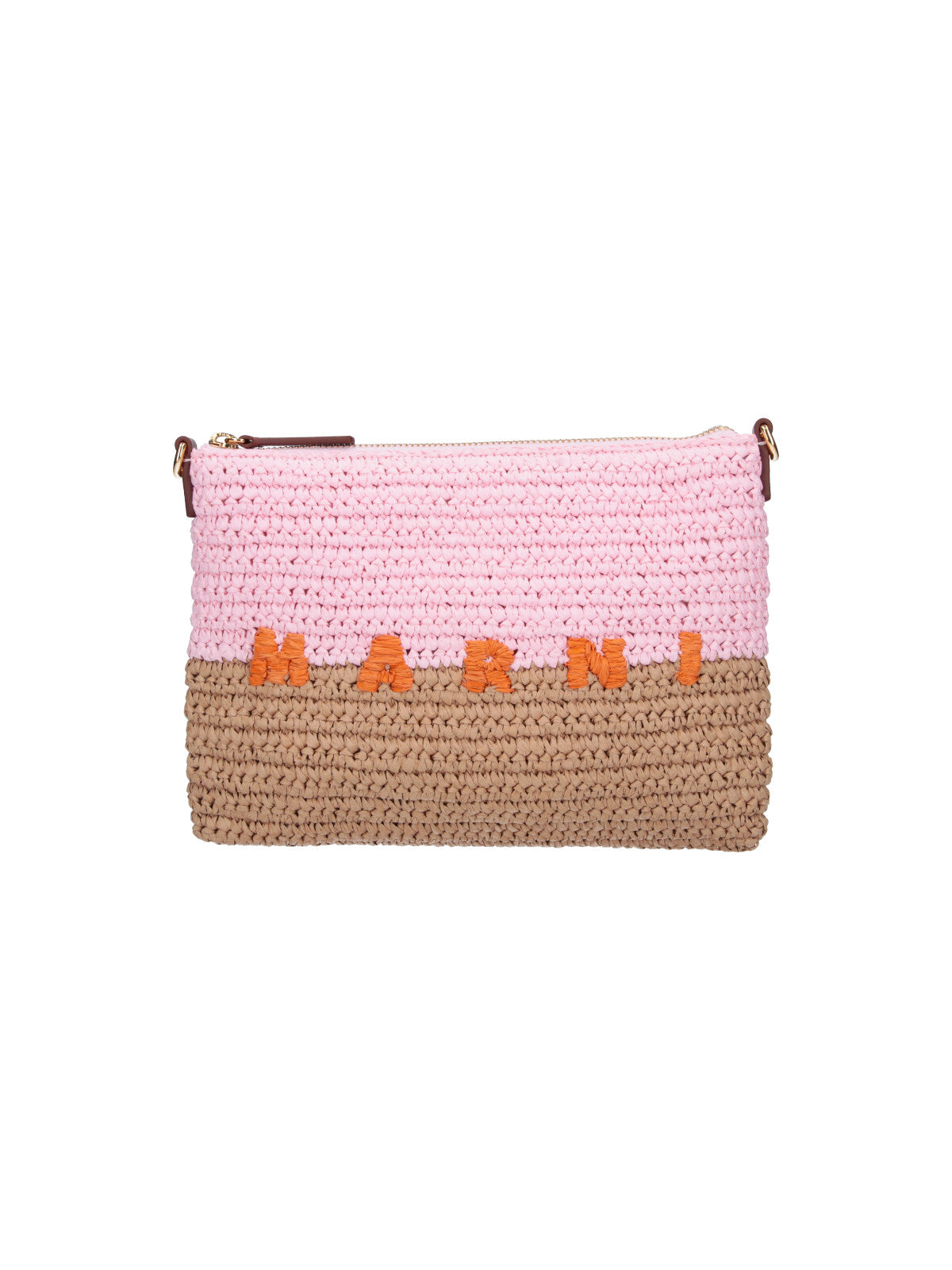 Pink Seaside Woven Raffia Pouch