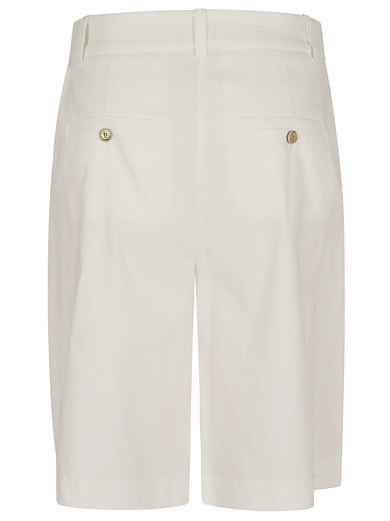 White Bermuda Shorts with Center Pleat