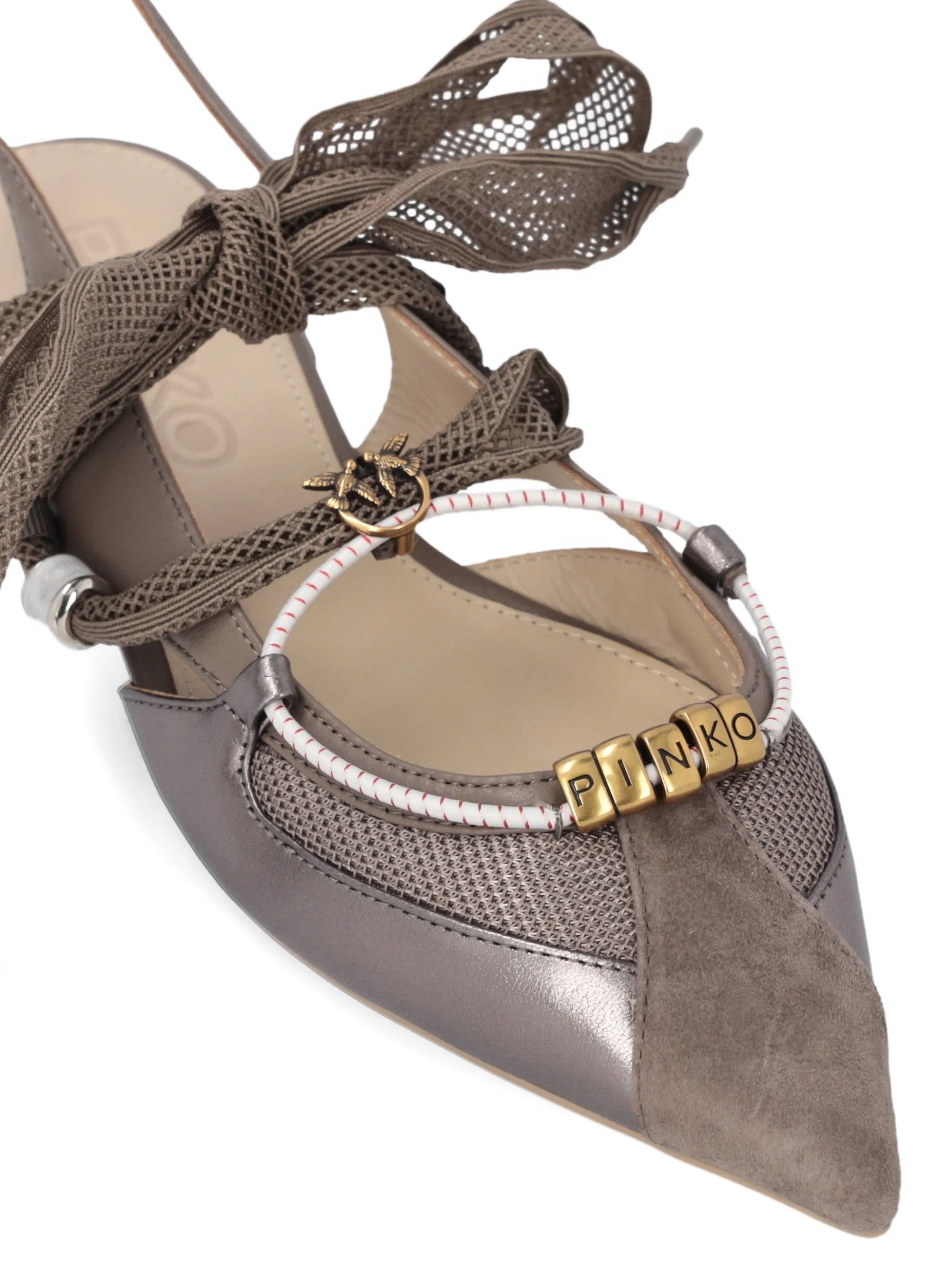 Grey Gianira 30 Suede/Mesh Slingback Ballerinas