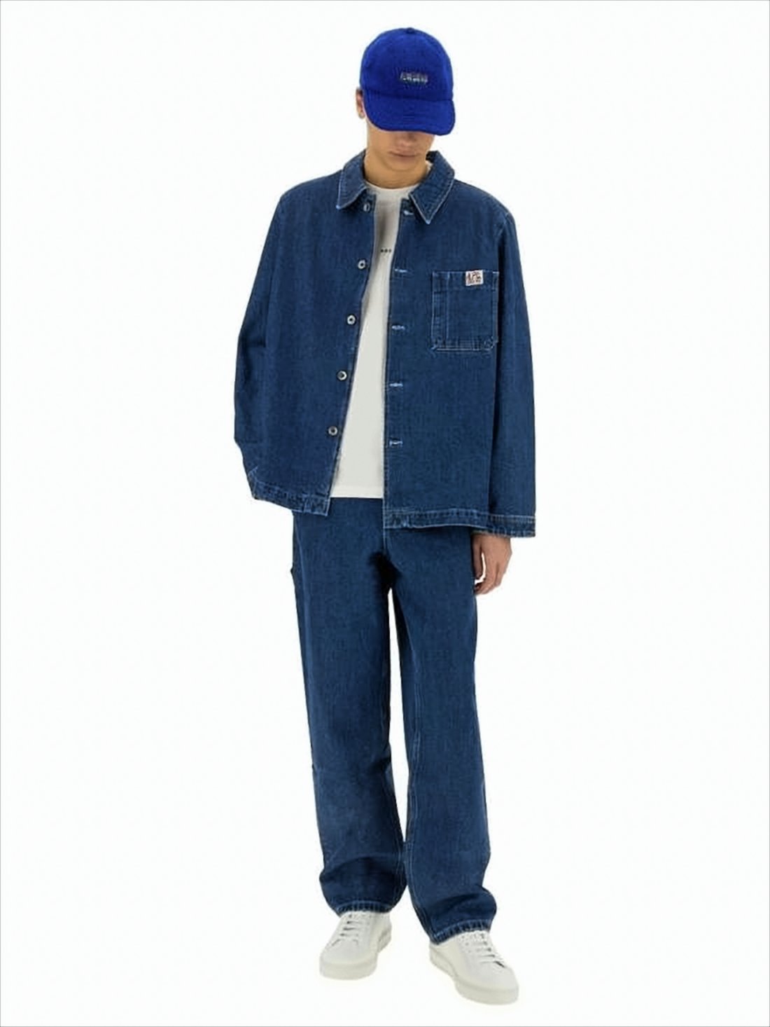 Straight-Cut Denim Jacket with Button-Up Front