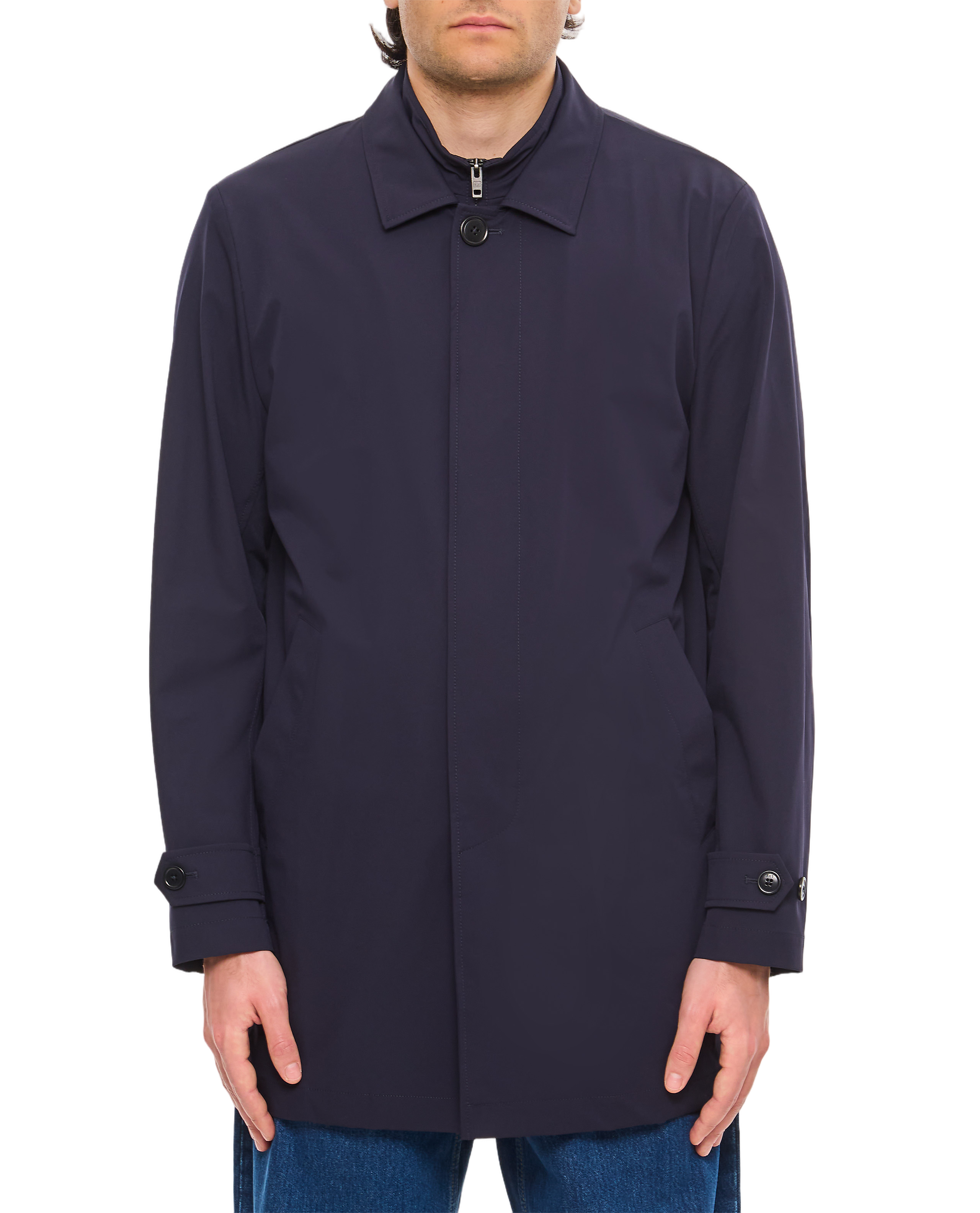 Long Tailored Coat With Double Collar