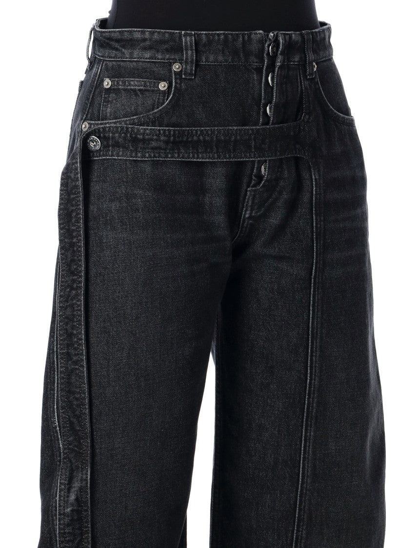 Black Denim Strap Loose-Fit Jeans
