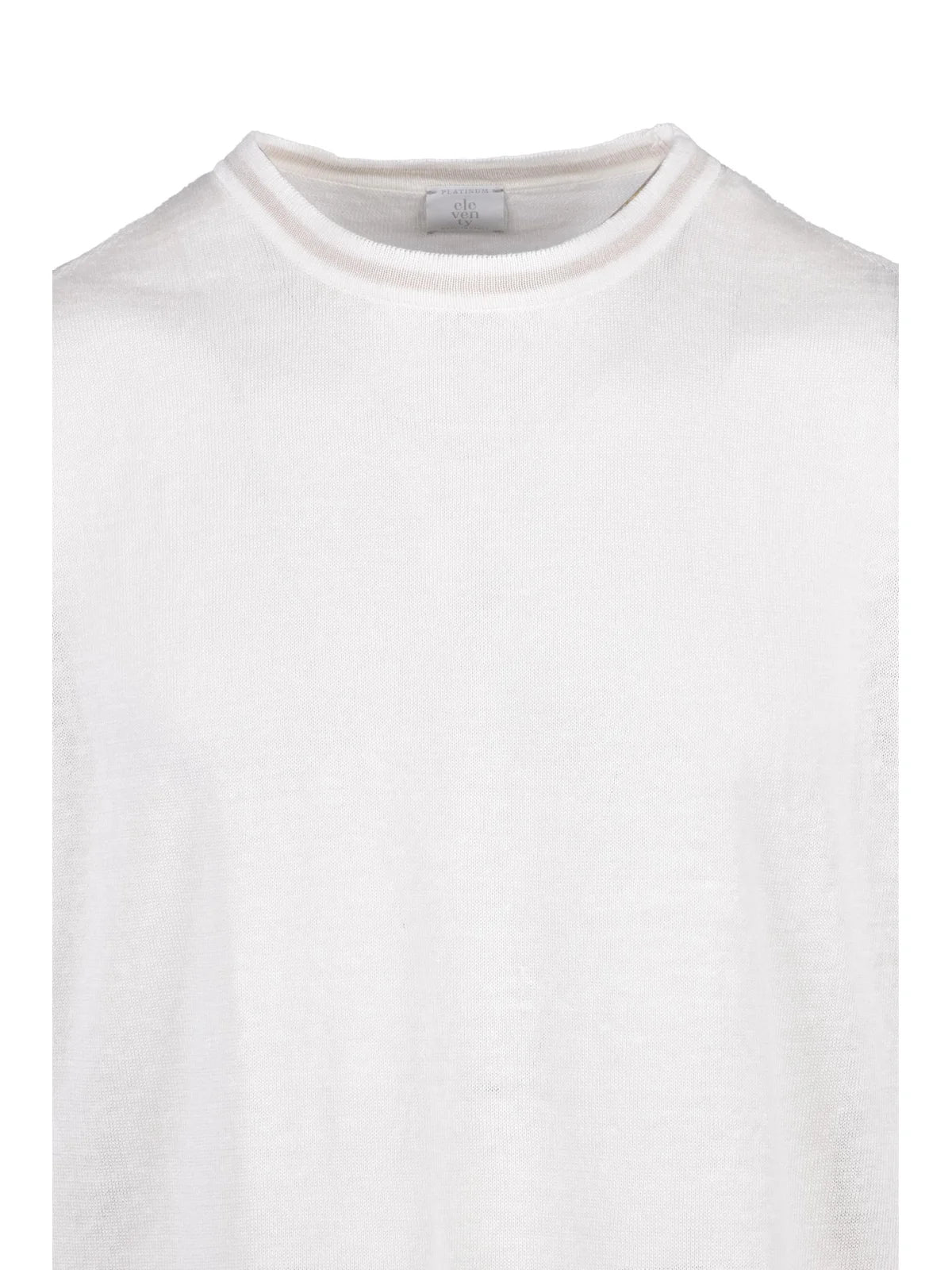 White Linen Cotton Crew Neck Top