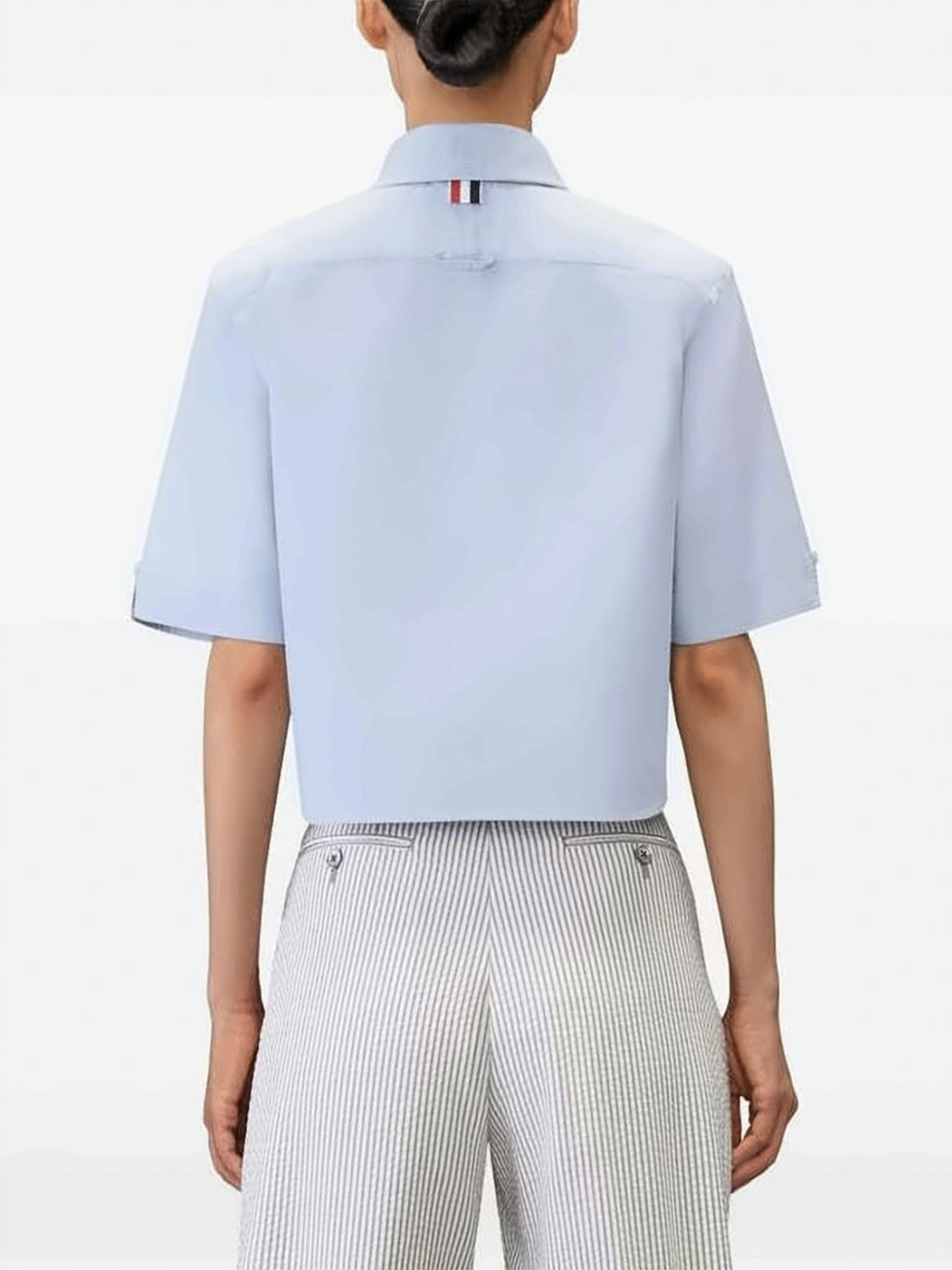 Cropped Short Sleeve Oxford Shirt