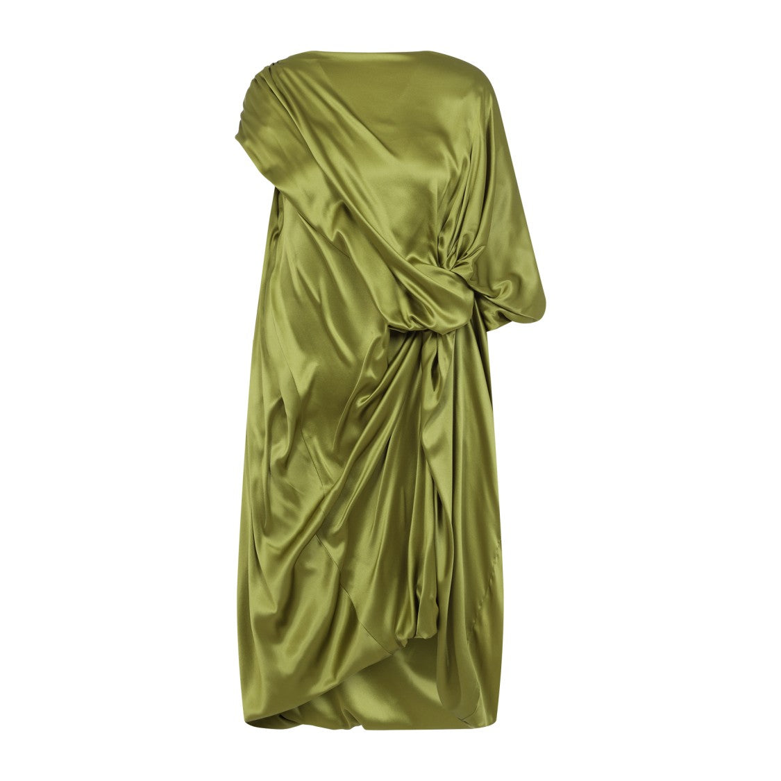 Knot Waist Draped Silk Dress