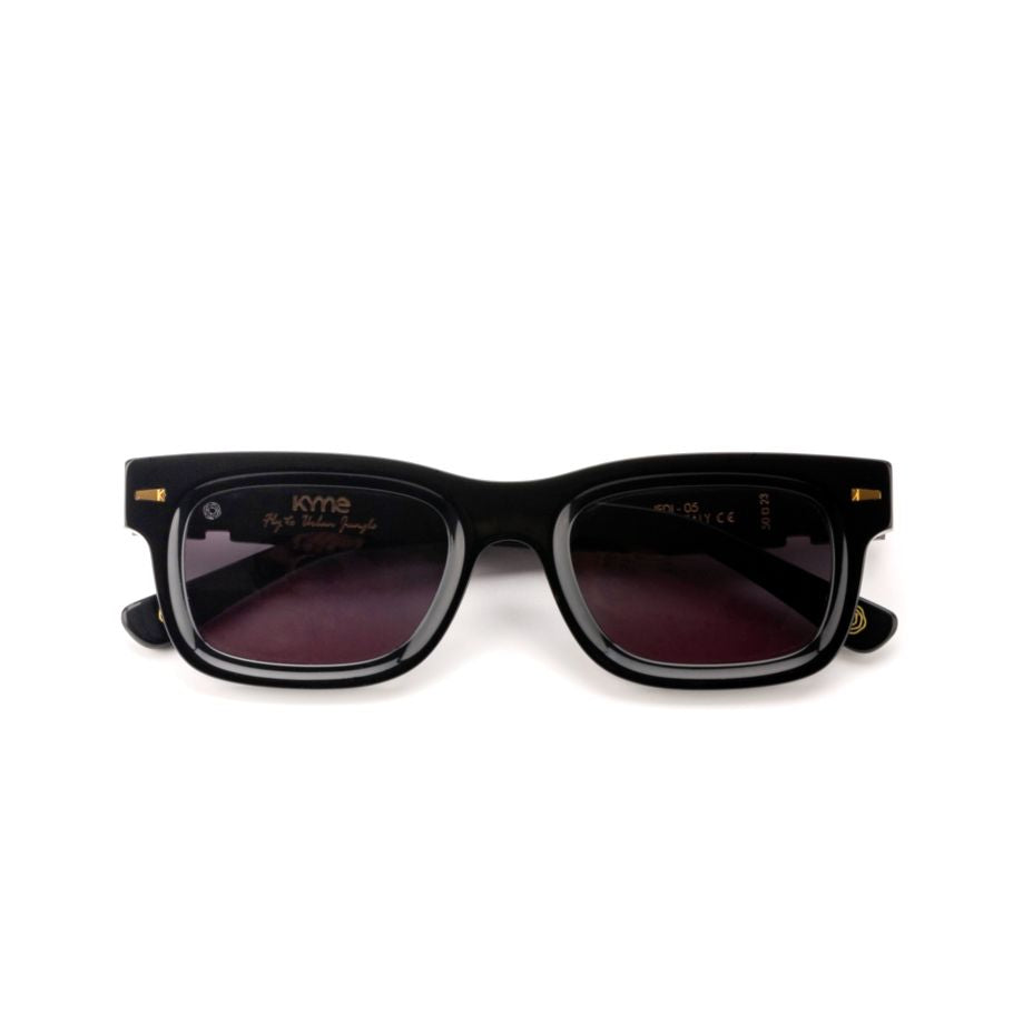 Jedi5 Bold Rectangular Frame Kyme Sunglasses with Gold Accents