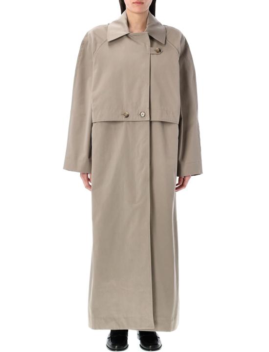 Oversized Cotton Trench Coat With Classic Double-Breasted Design