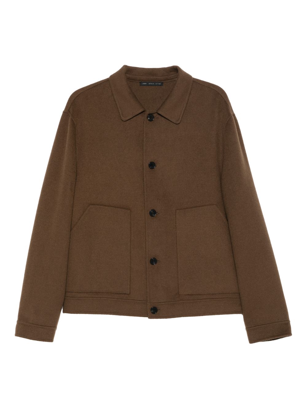 Brown Double Wool Jacket With Patch Pockets