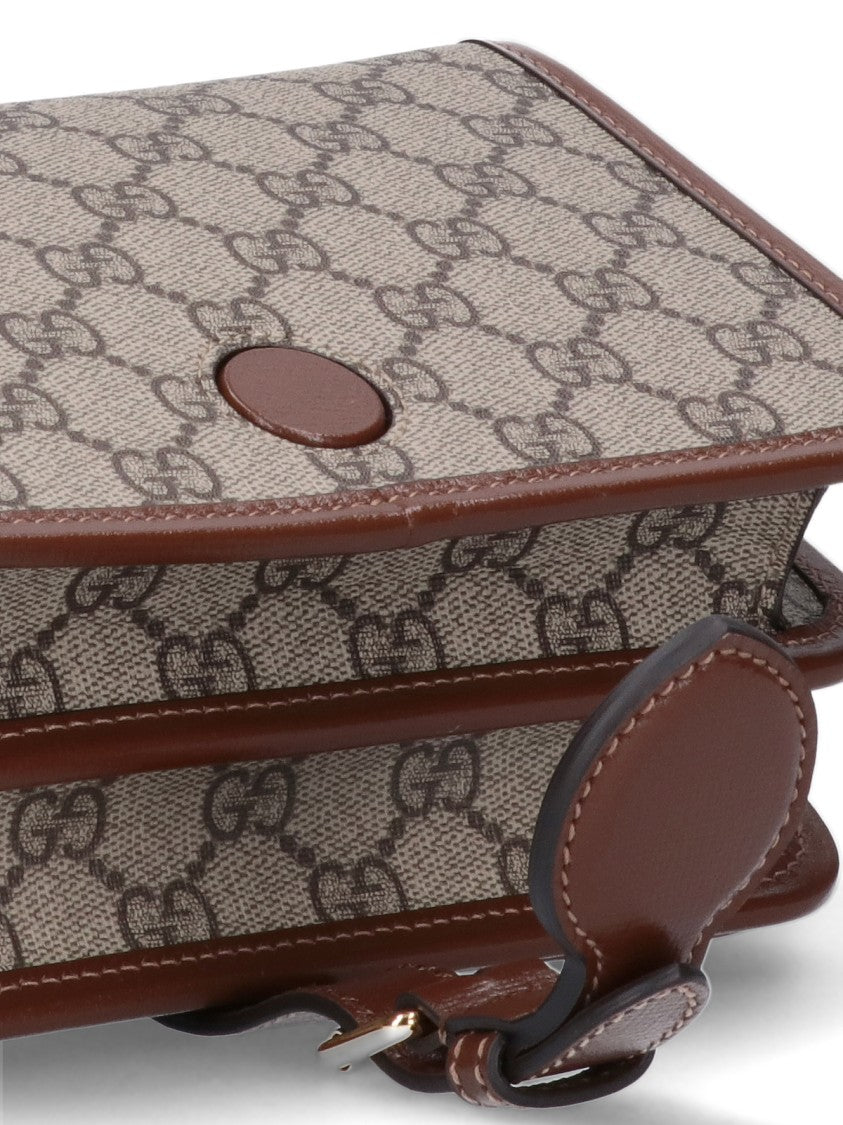 Mini Gg Supreme Fabric Shoulder Bag With Leather Accents