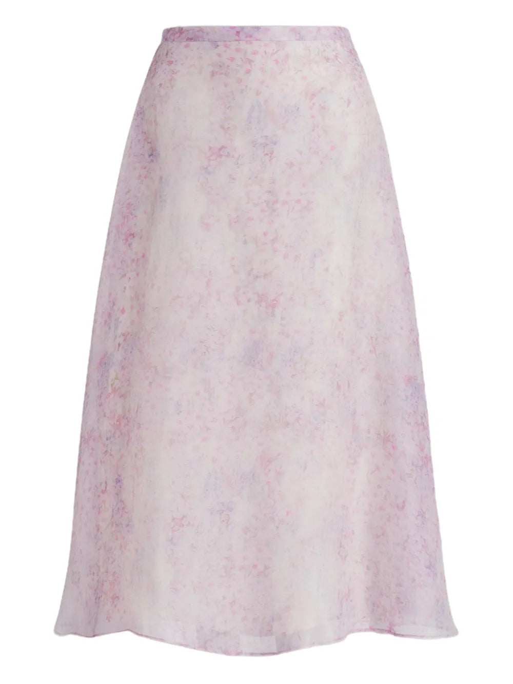 Pastel Floral Print Midi Skirt in Sheer Organza