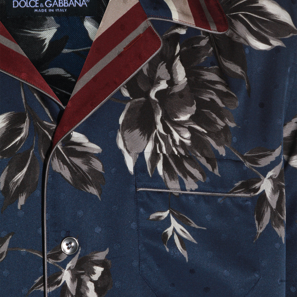 Floral Short-Sleeve Shirt With Contrasting Collar