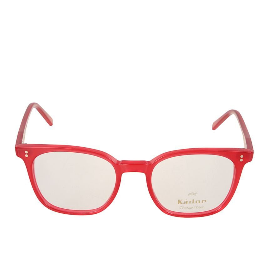 Quadro/N Translucent Red Square Frame Eyeglasses with Metallic Rivets