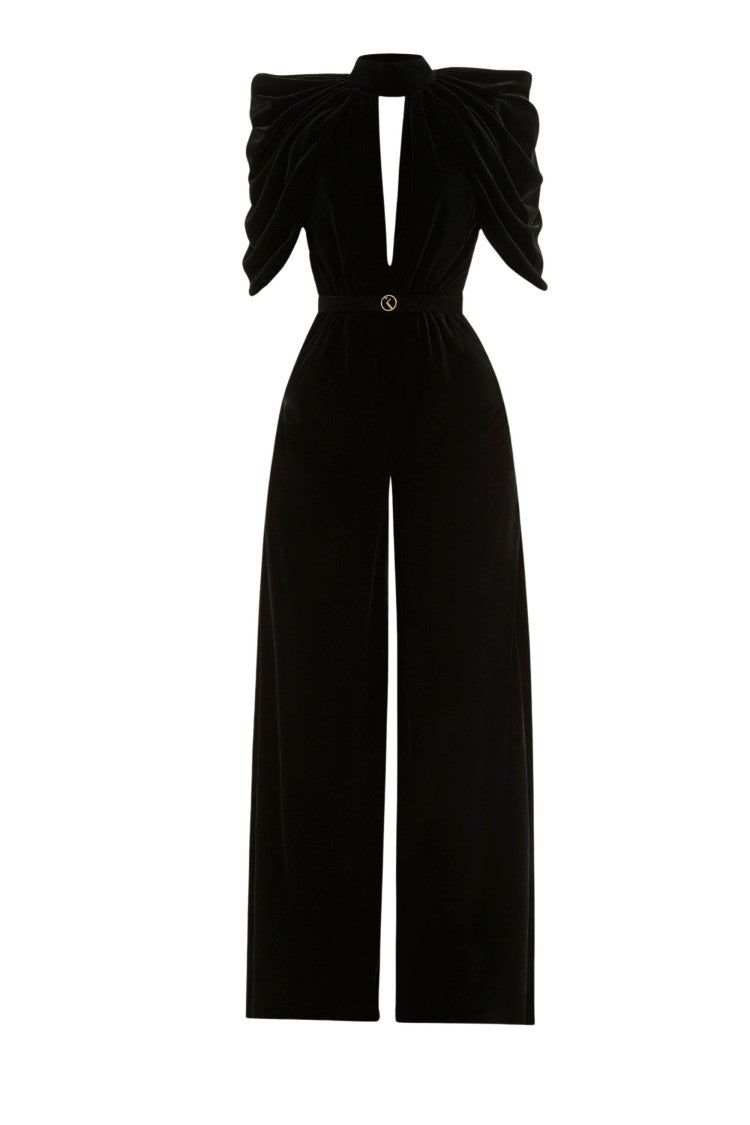 Jet Black Velvet Jumpsuit