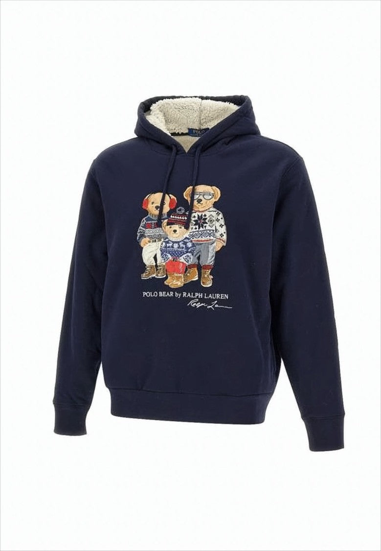 Sherpa-Lined Hoodie with Iconic Bear Graphic