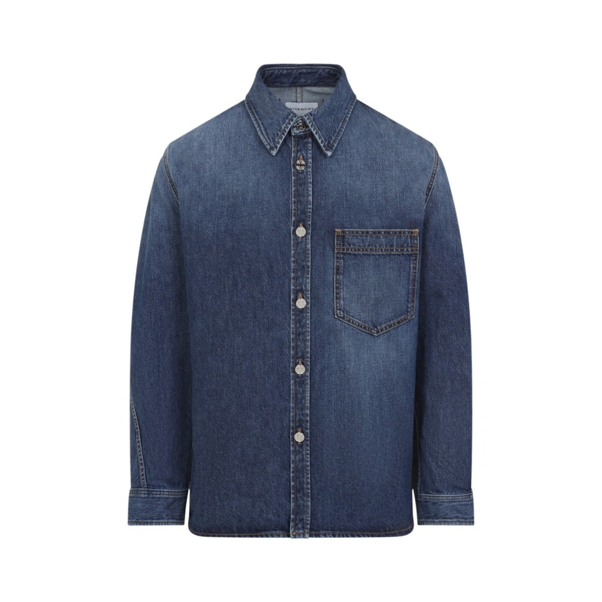 Classic Denim Shirt With Button-Up Front