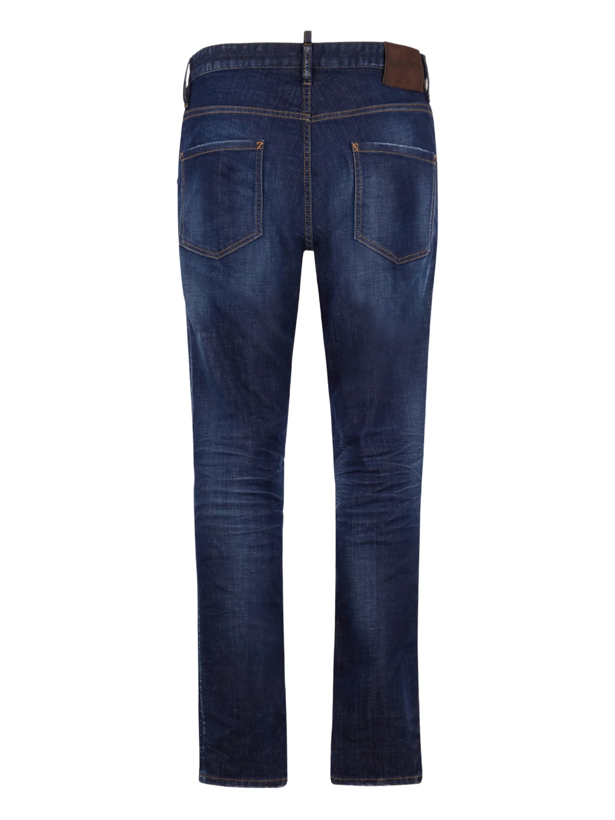 Straight-Leg Medium-Dark Wash Denim Jeans