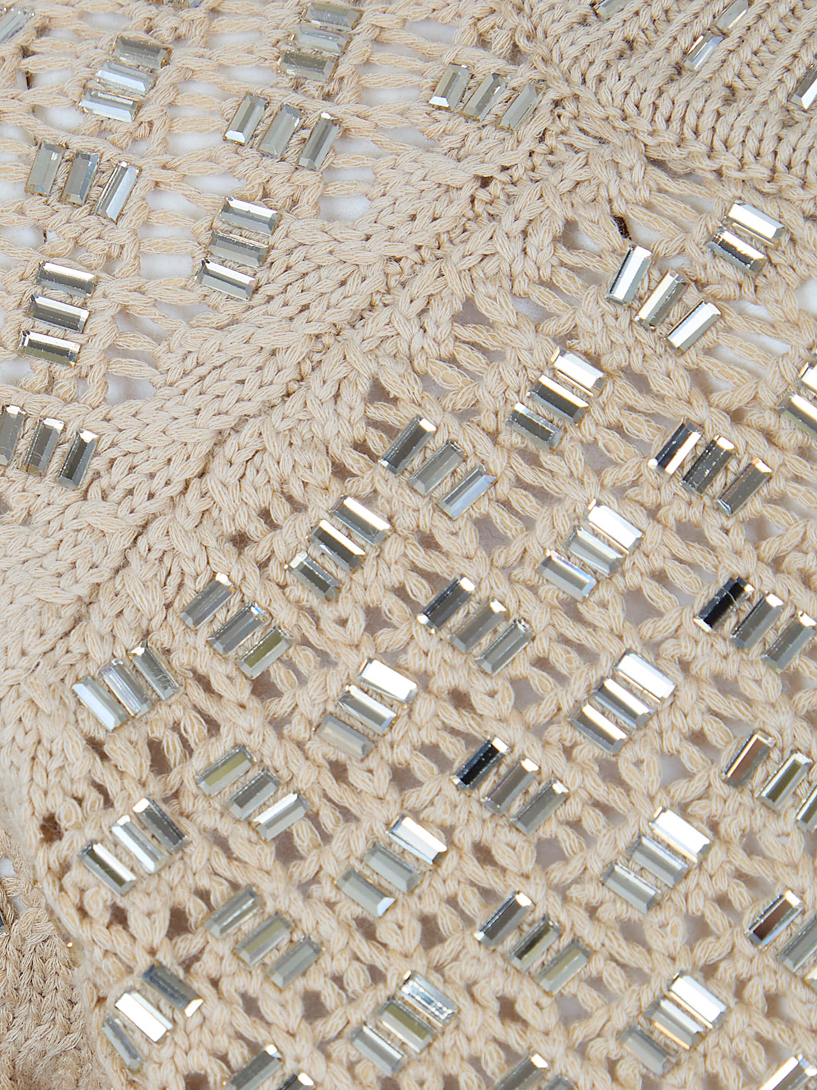Short-Sleeved Knit Sweater With Openwork Diamond Pattern