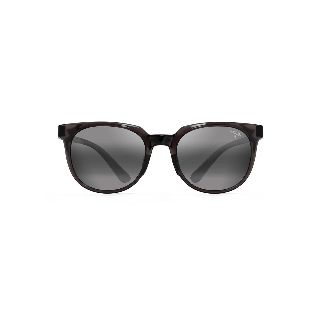 Wailua Translucent Dark Plastic Rounded Sunglasses with Integrated Nose Pads