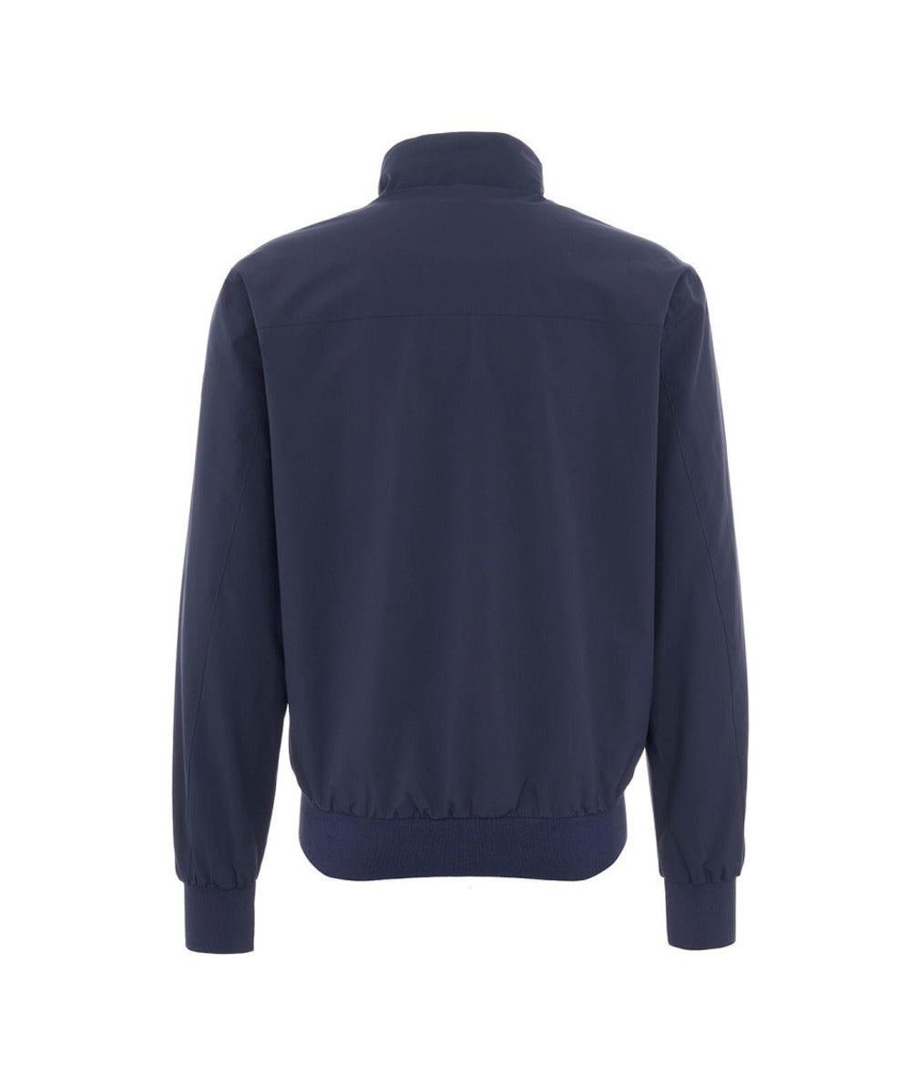 High Collar Water-Resistant Jacket With Logo Applique