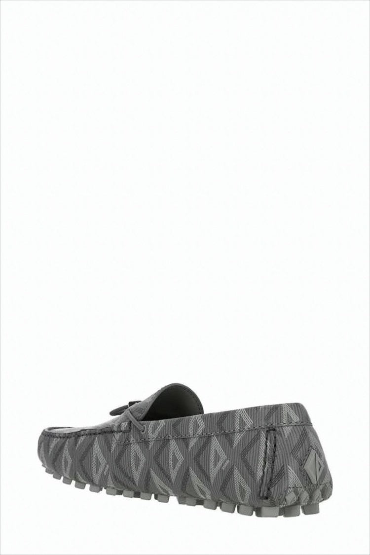 Textured Grey Loafers with Geometric Pattern by Christian Dior