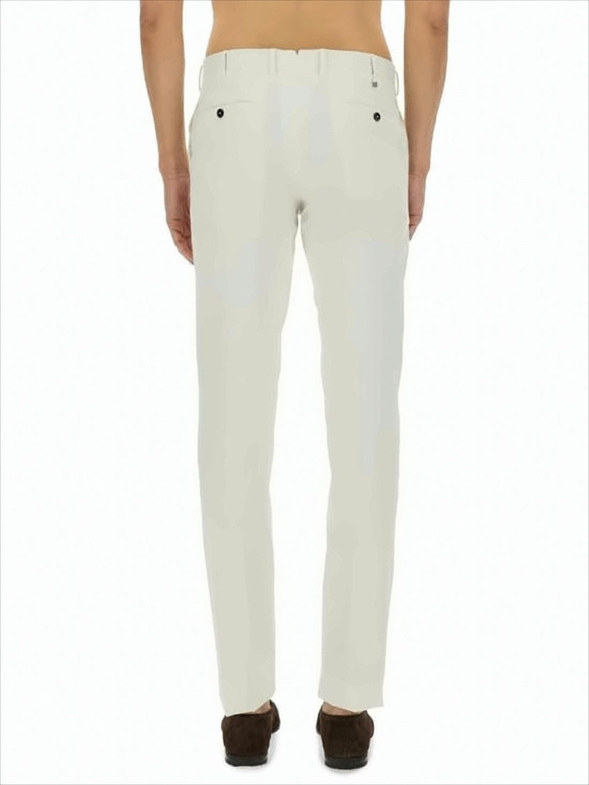 Tailored White Straight Pants with Mid-Rise Waist