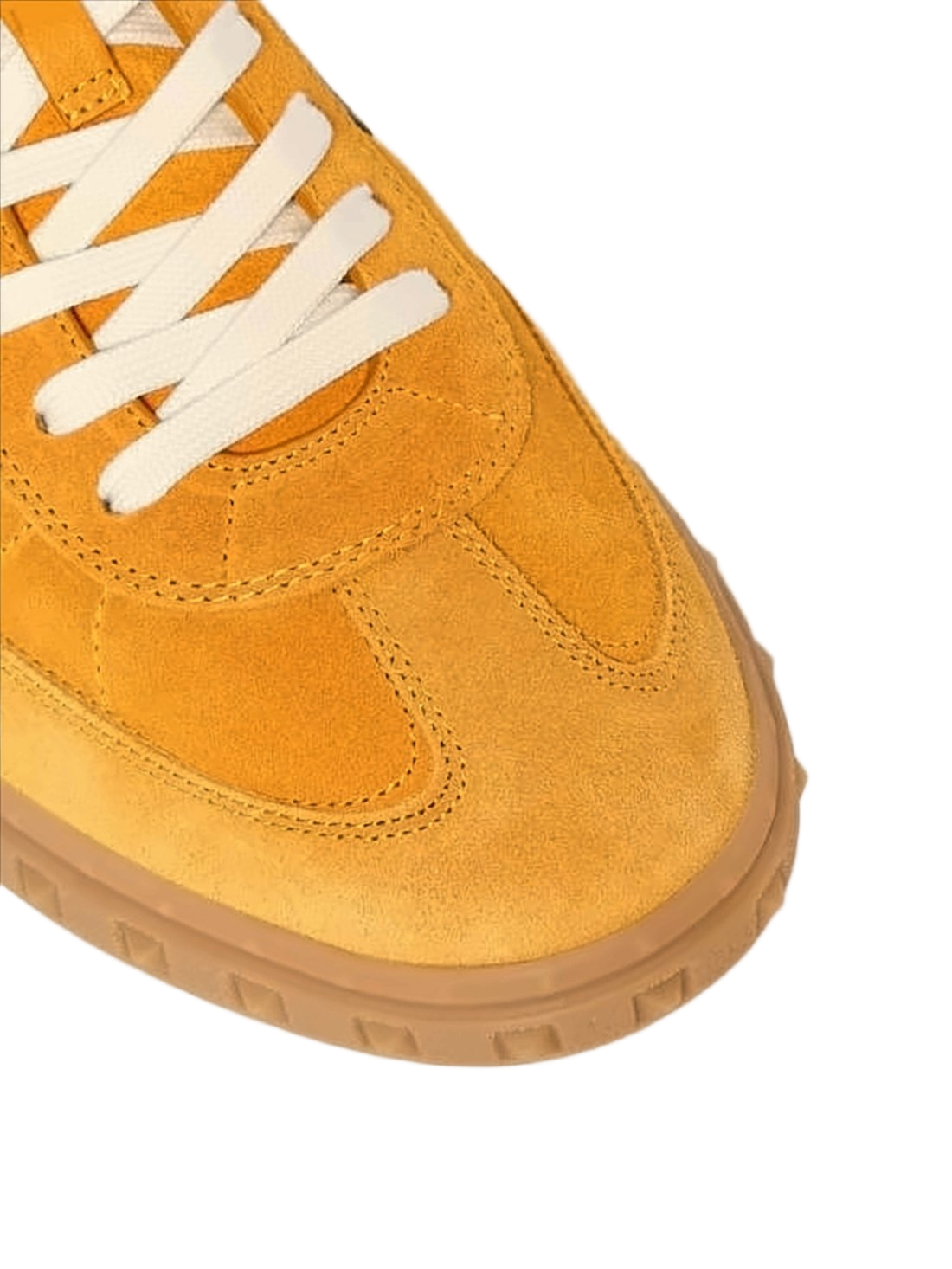 Vibrant Yellow Suede Sneakers with Black Panel