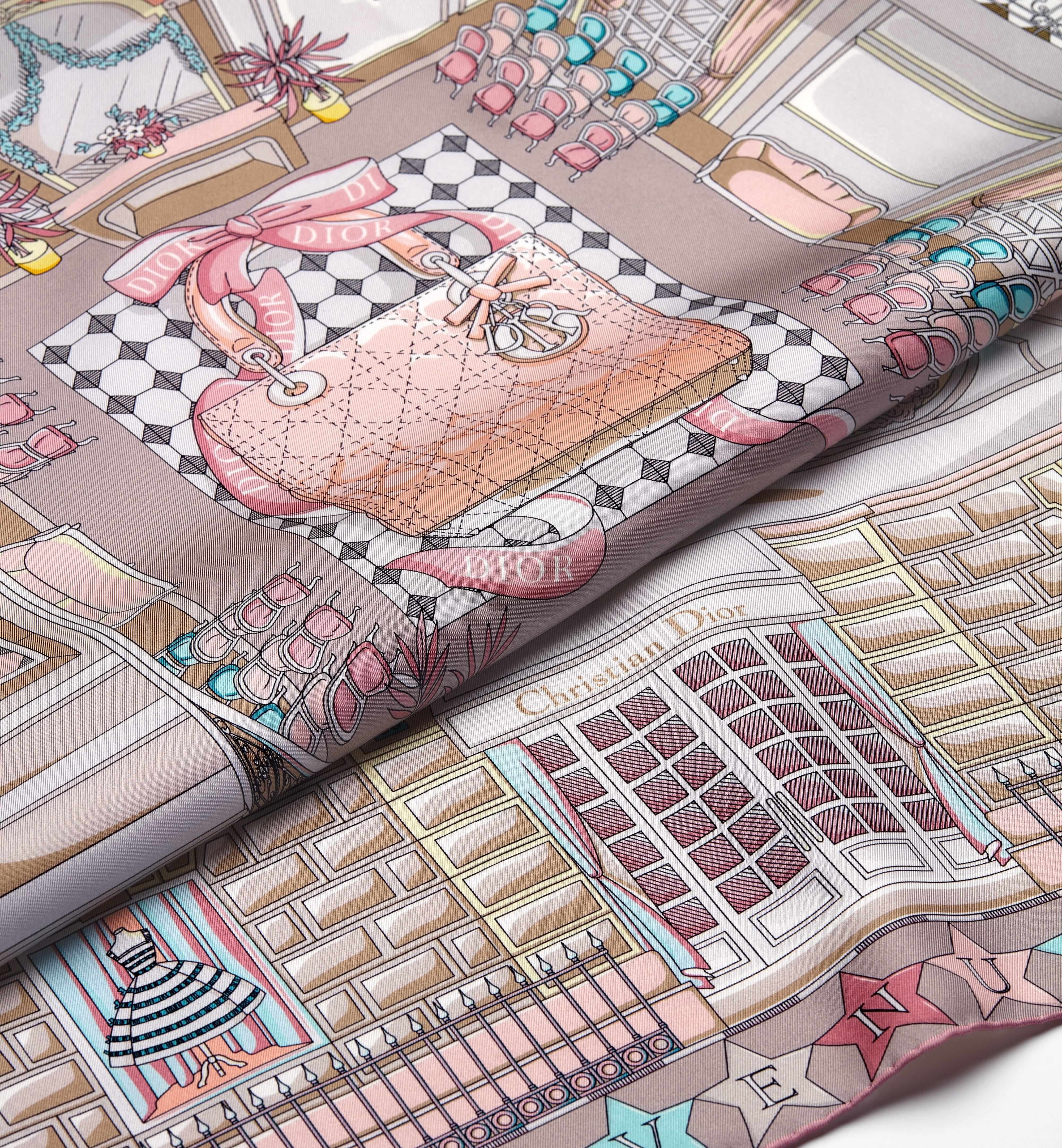 Intricate Boutique Interior Scarf With Whimsical Illustration