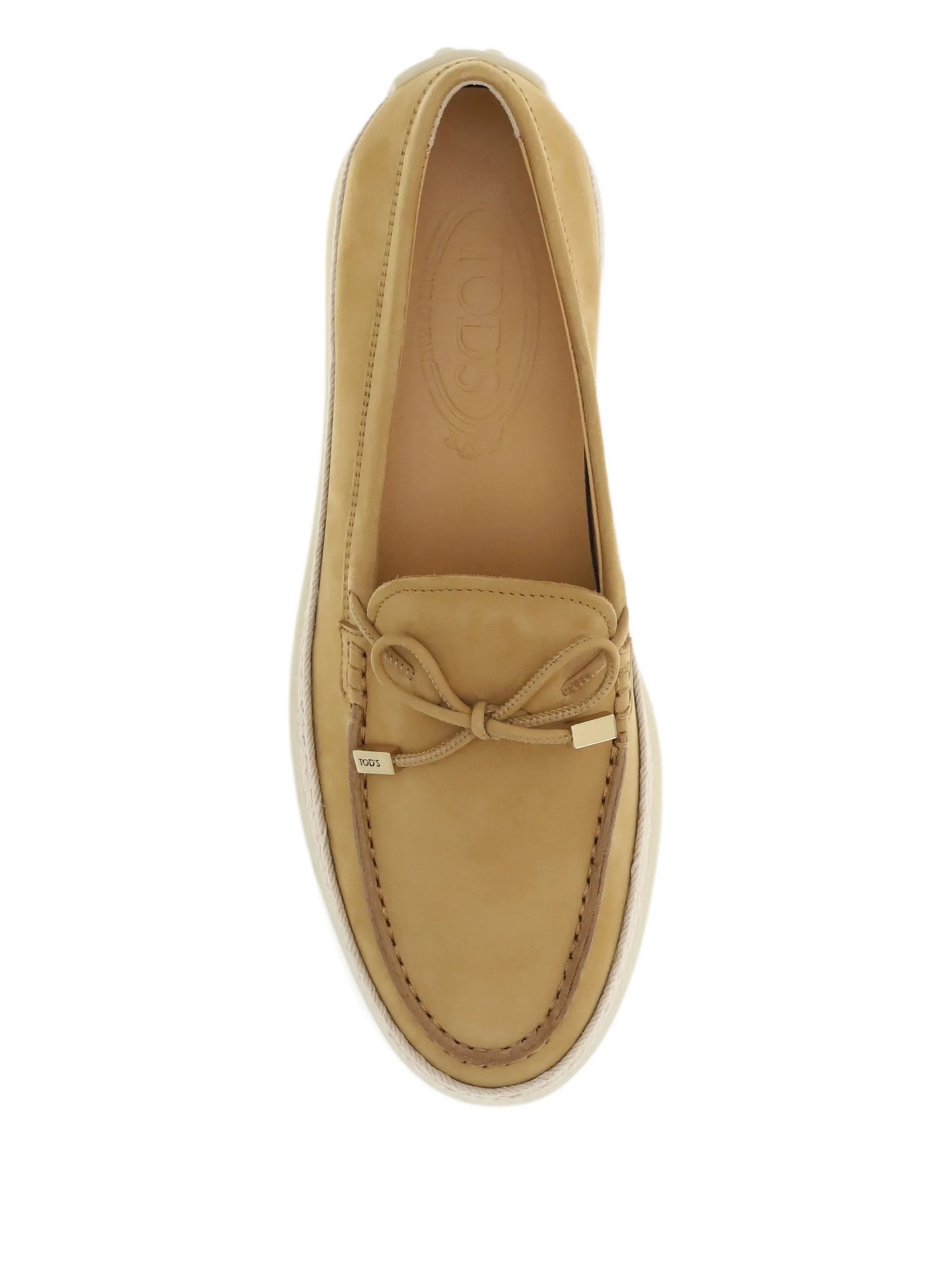Tan Calzature Leather Braided Sole Loafers