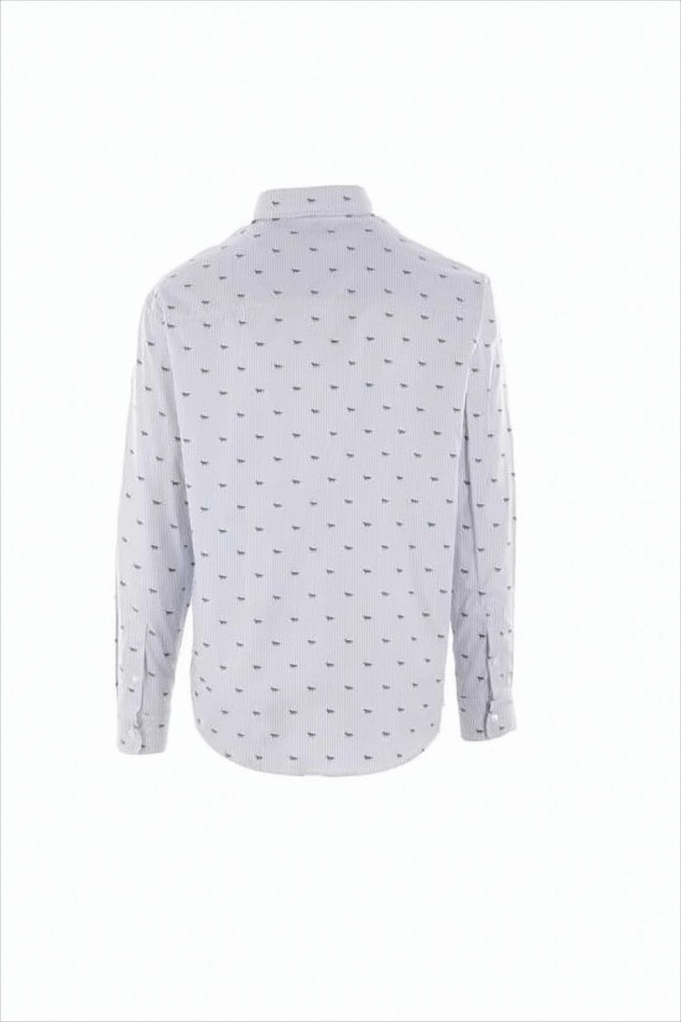 Button-Down Long-Sleeve Shirt with Embroidered Details