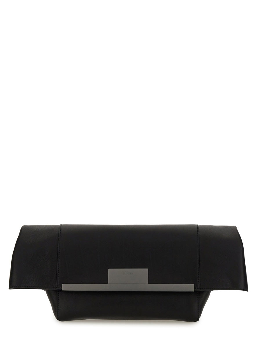 Medium Brown Calf Leather Clutch with Flap Closure