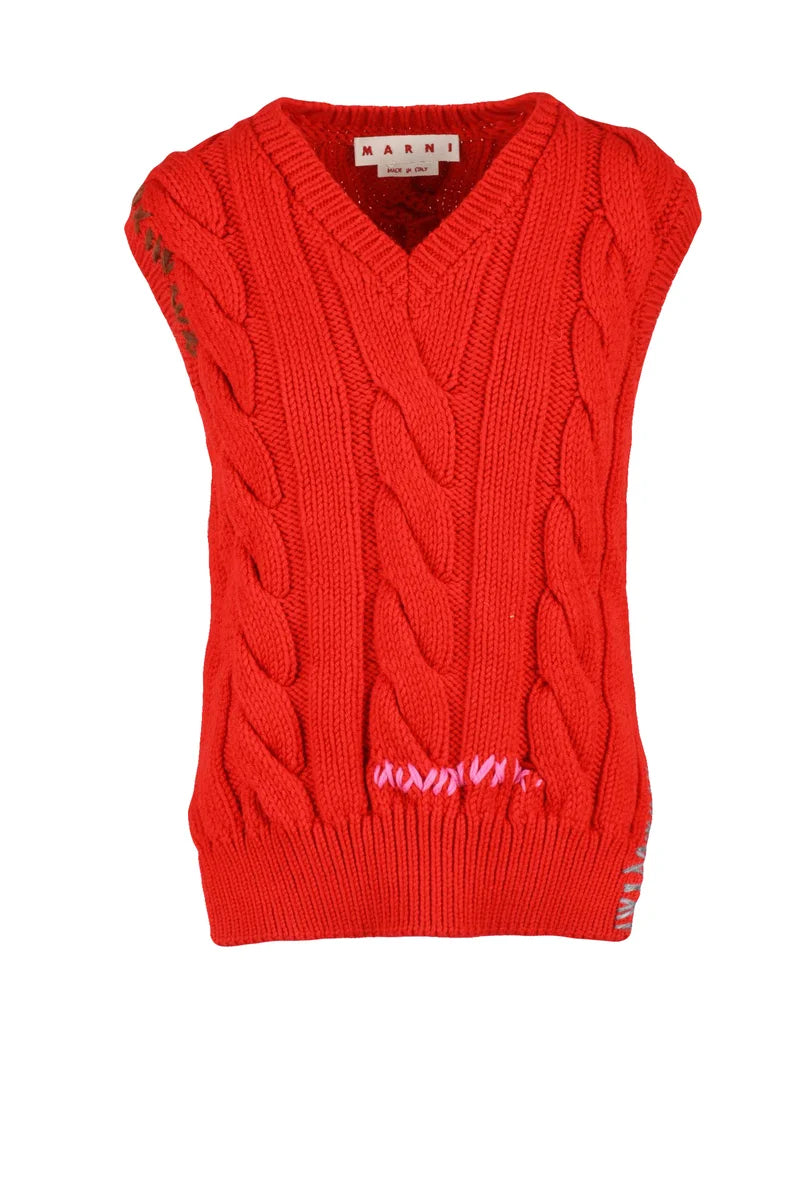 Knitted Vest - Red
