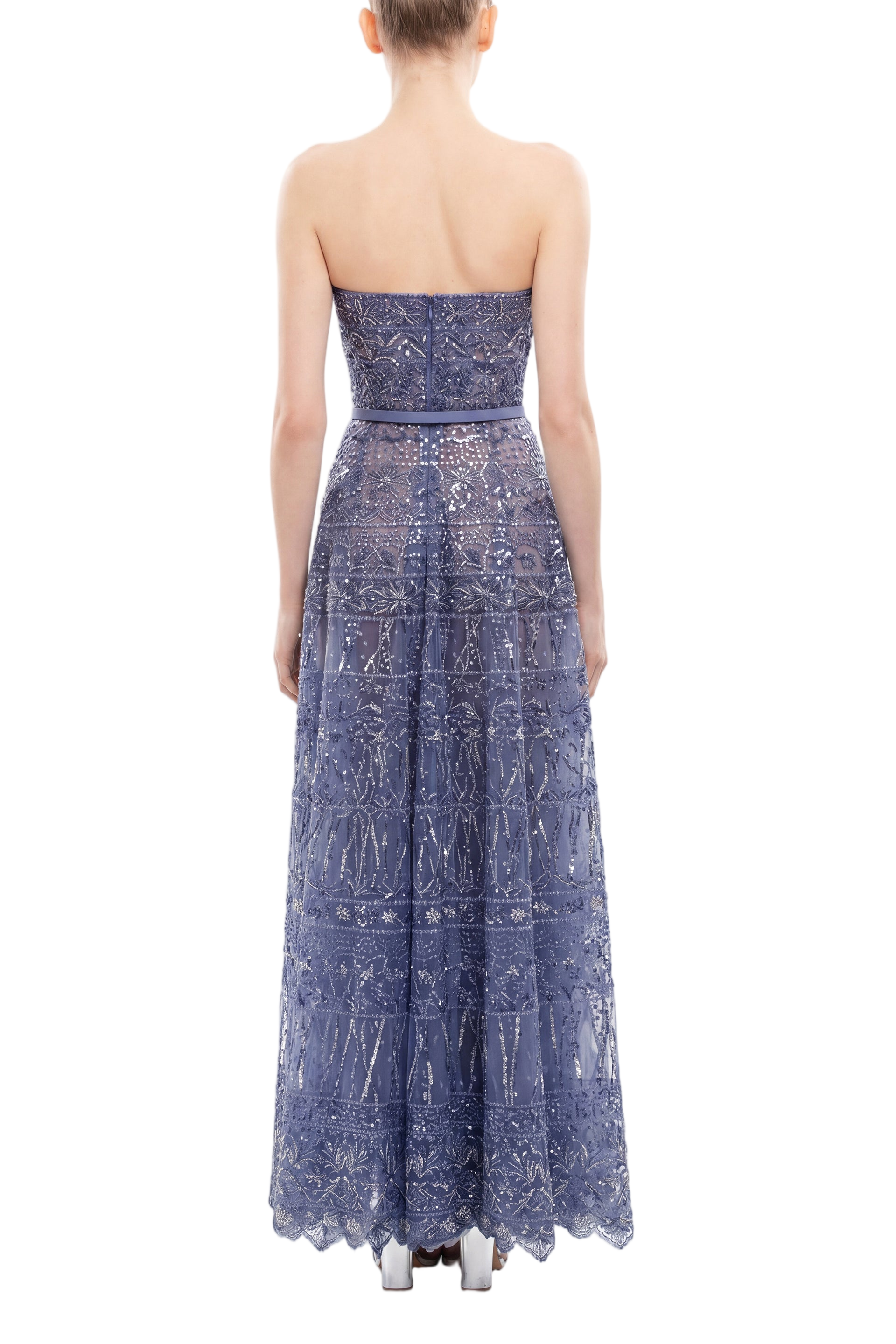 Strapless Beaded Tulle Dress
