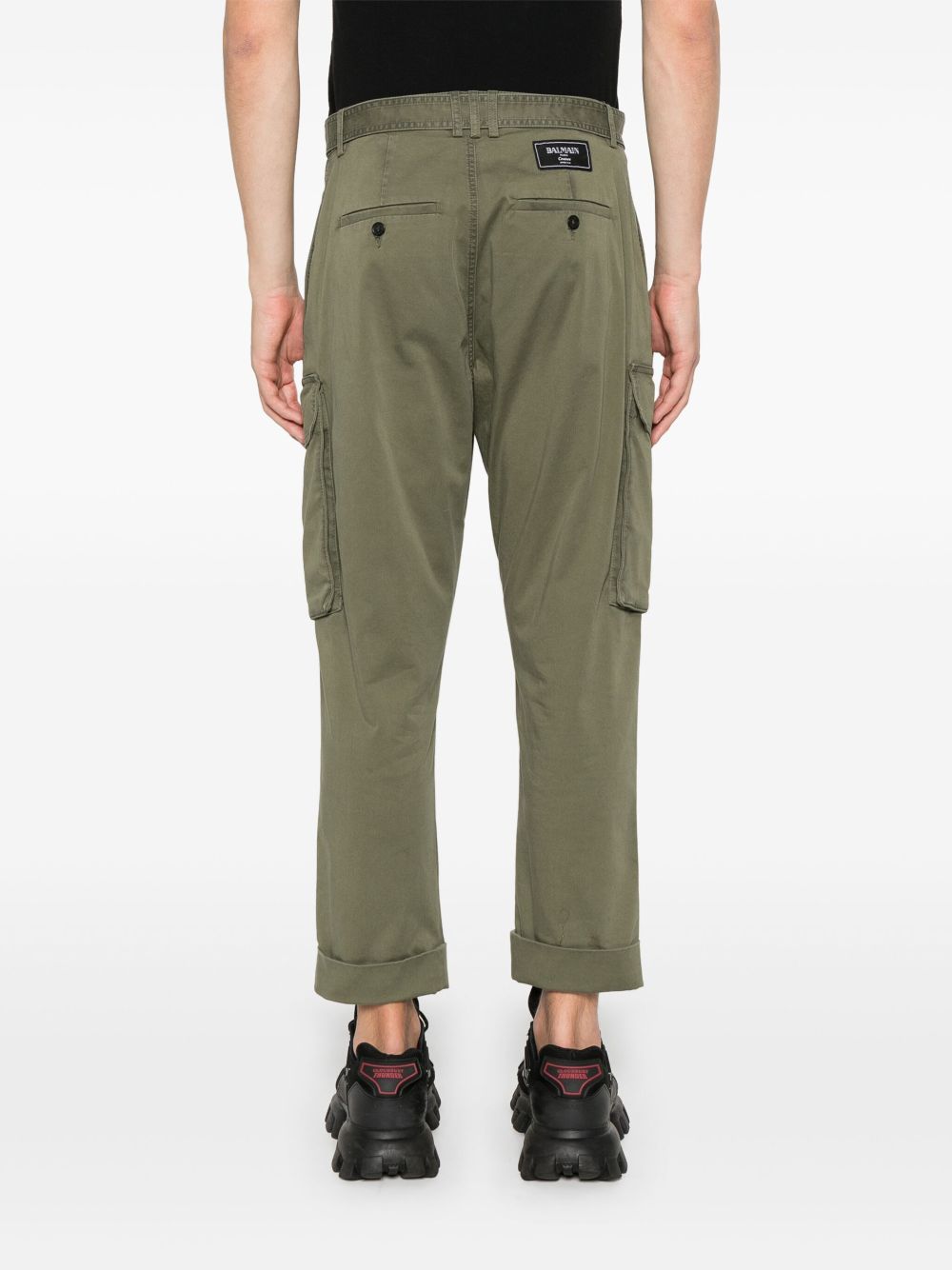 Cropped Olive Green Cargo Trousers