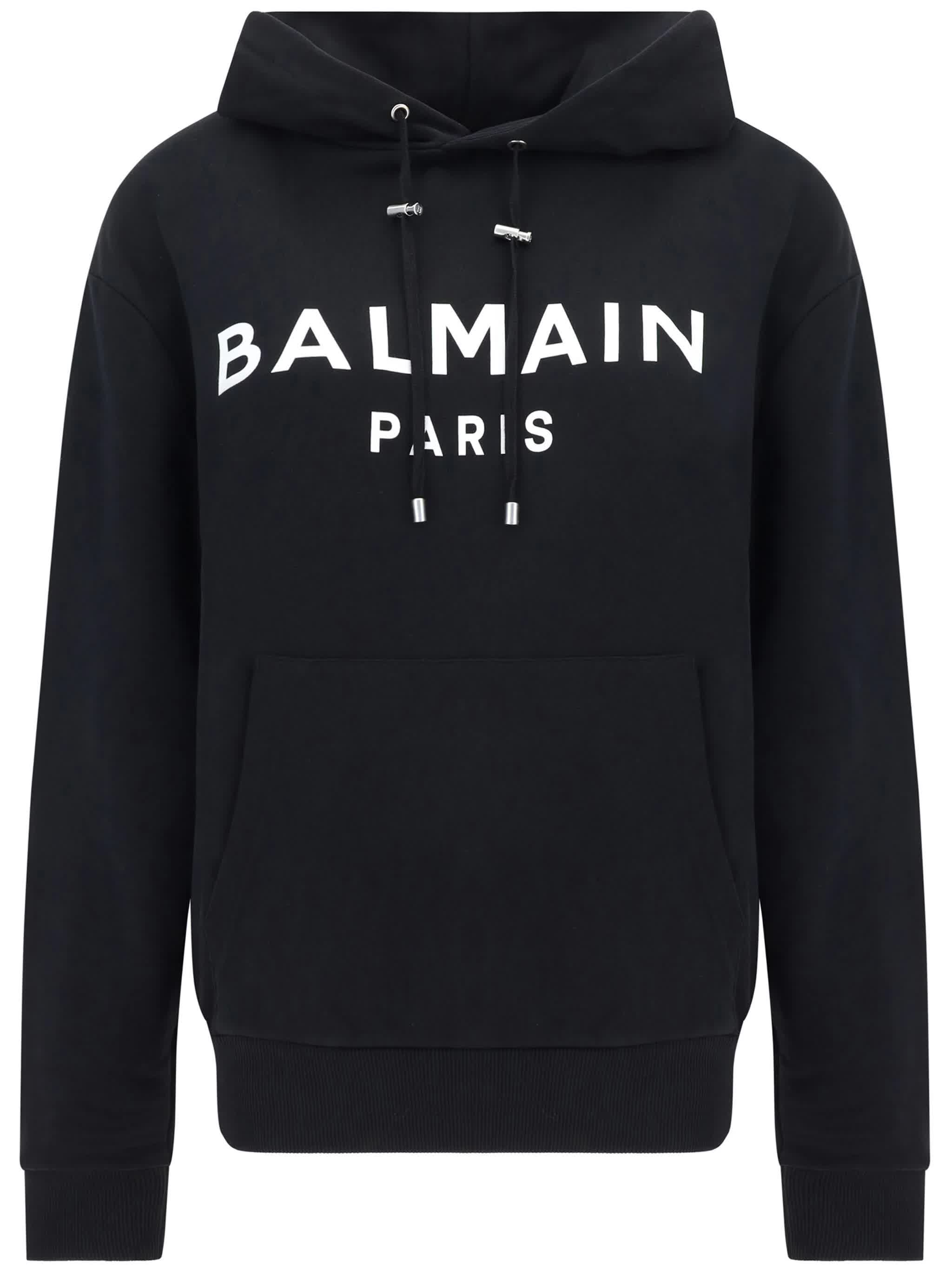 Black Print Relaxed Fit Cotton Hoodie