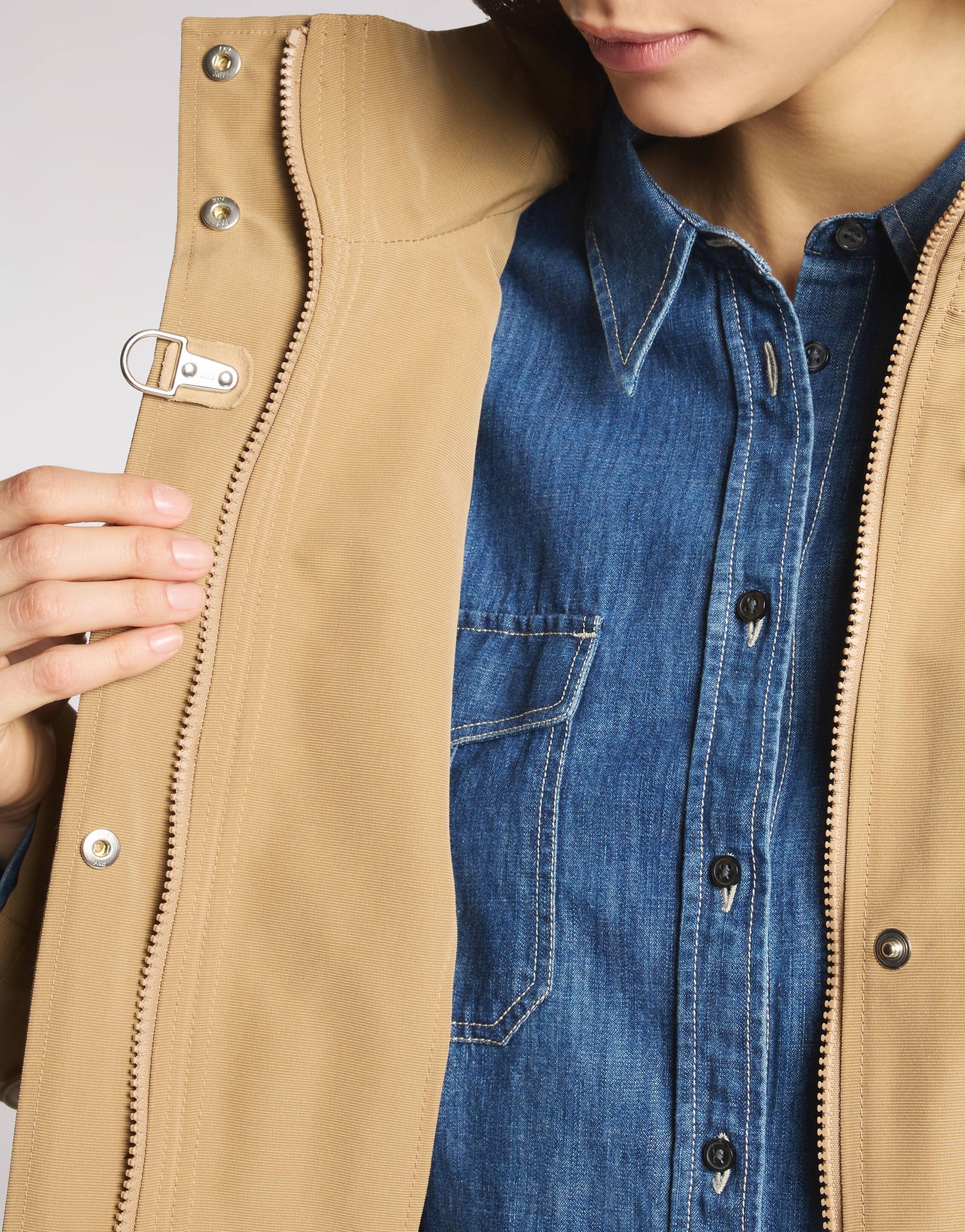 Functional Medium Beige Parka with Hood