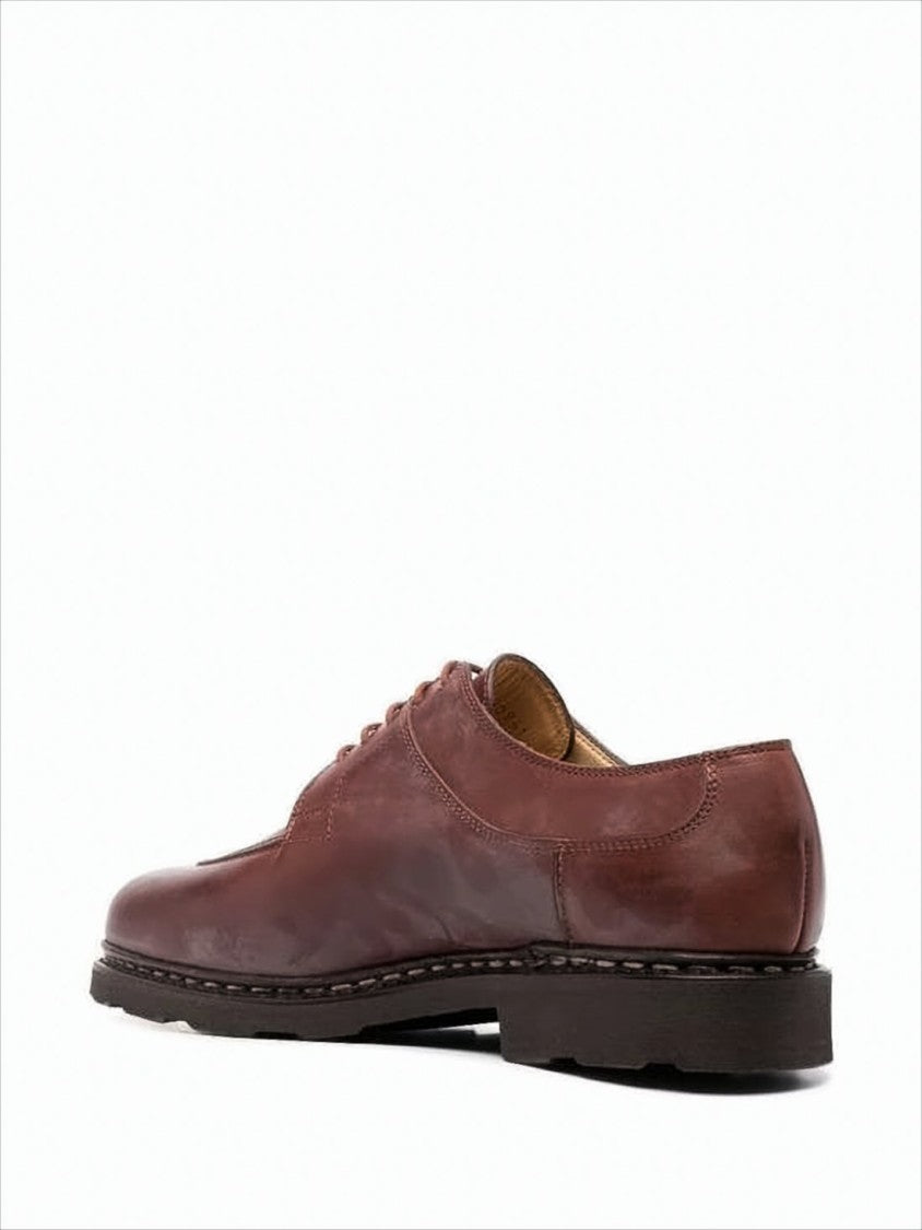 Brown Leather Lace-Up Shoes with Classic Design