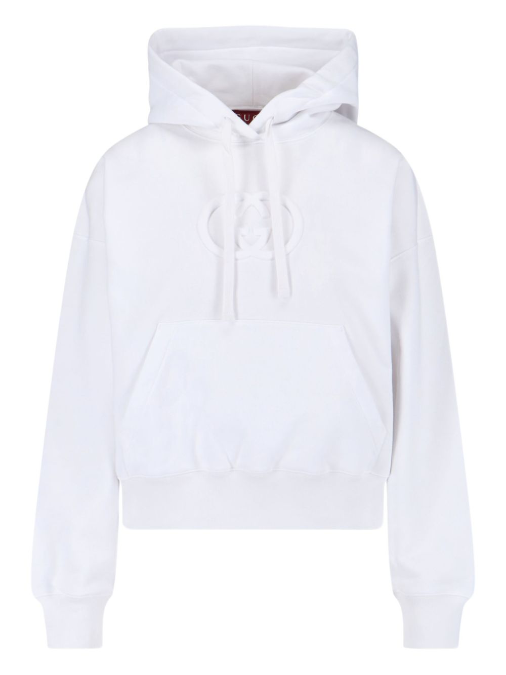 Cropped White Hoodie With And Embossed Logo