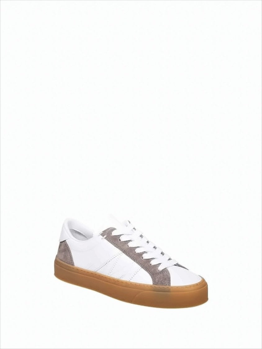 Low-Top Sneakers with Taupe Suede Overlays and Gum Rubber Sole