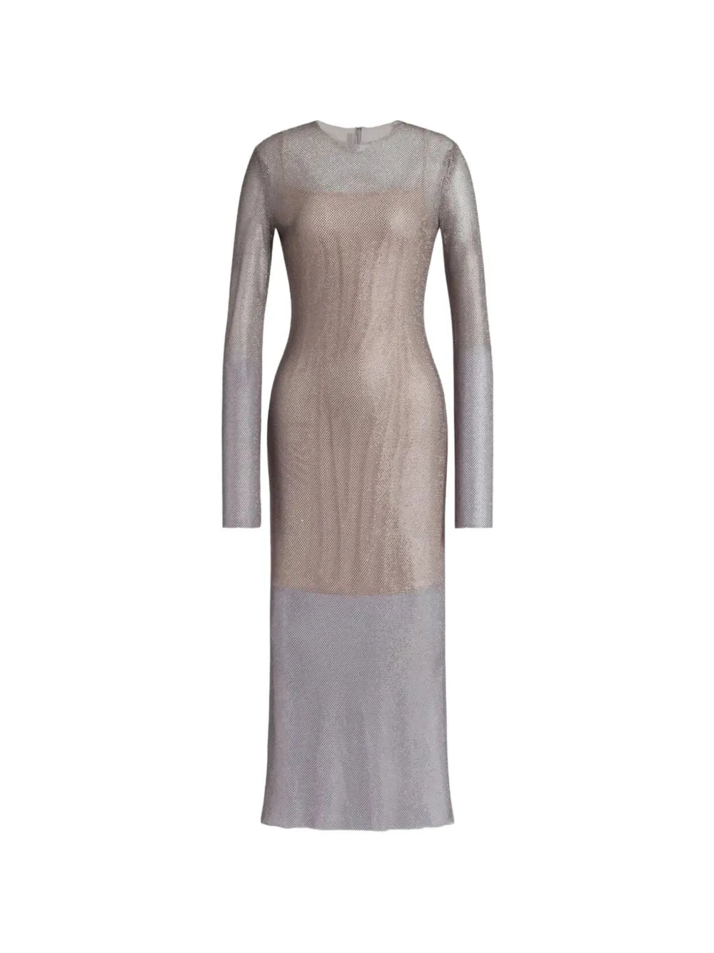 Two-Tone Silver Mesh Dress with Fitted Silhouette