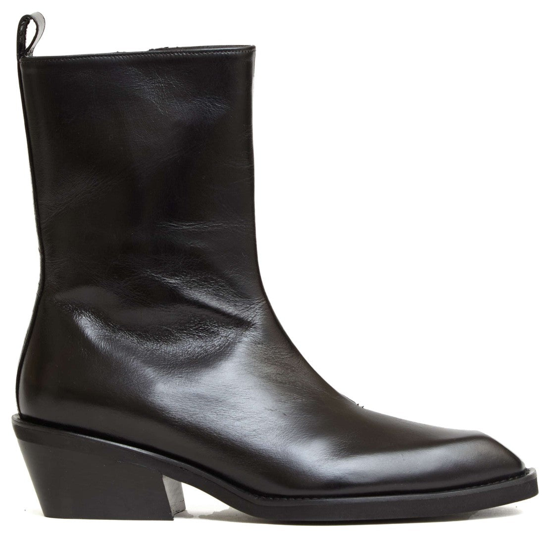 Ankle Boots in Smooth Black Leather