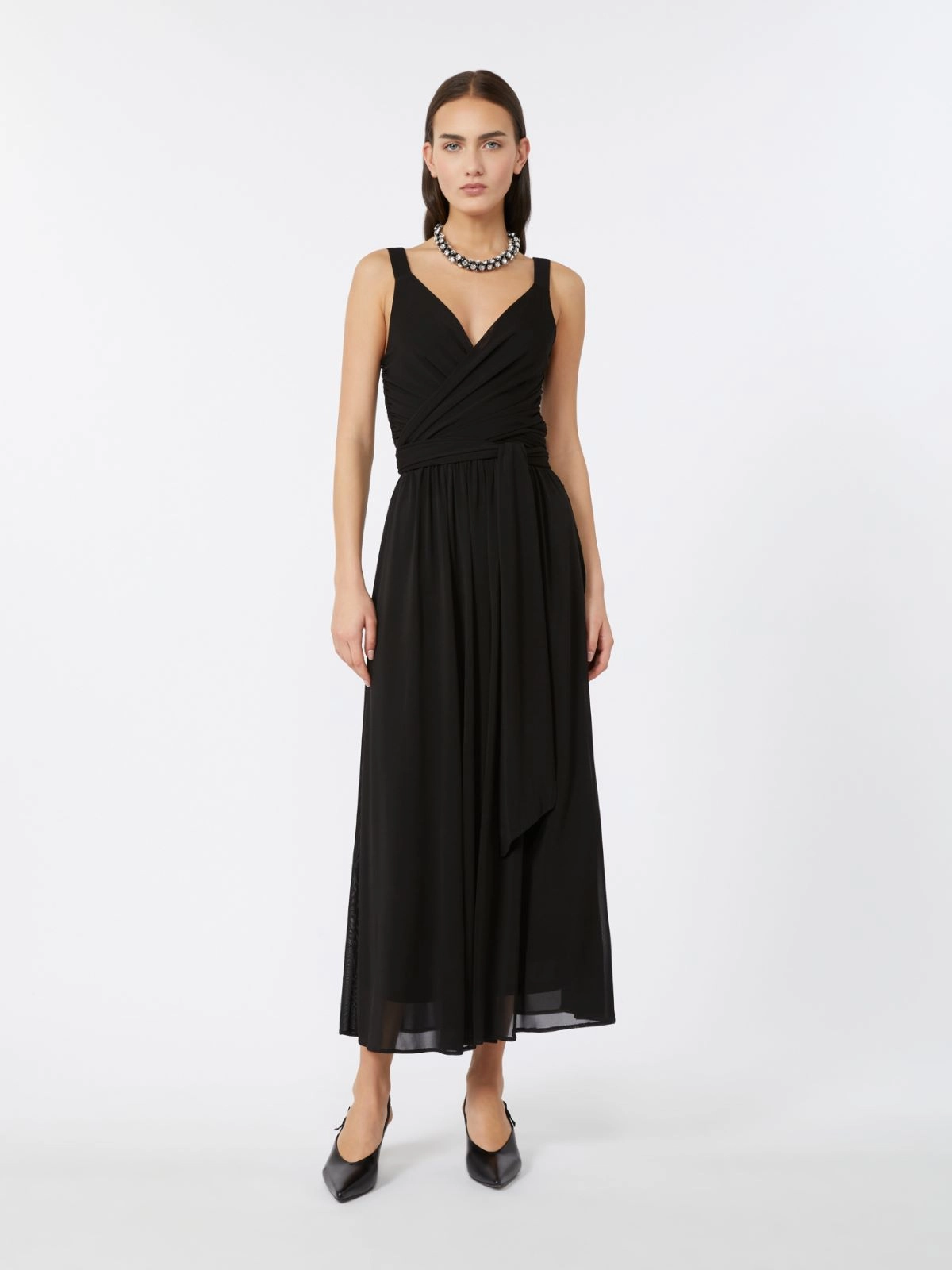 Midi Dress With Deep V-Neckline