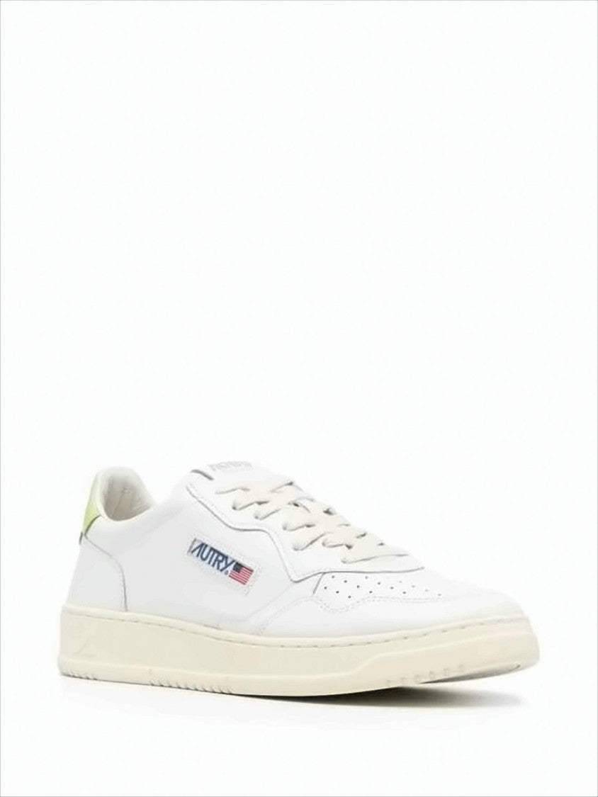 Smooth Leather Low-Top Sneakers with Perforated Toe Box
