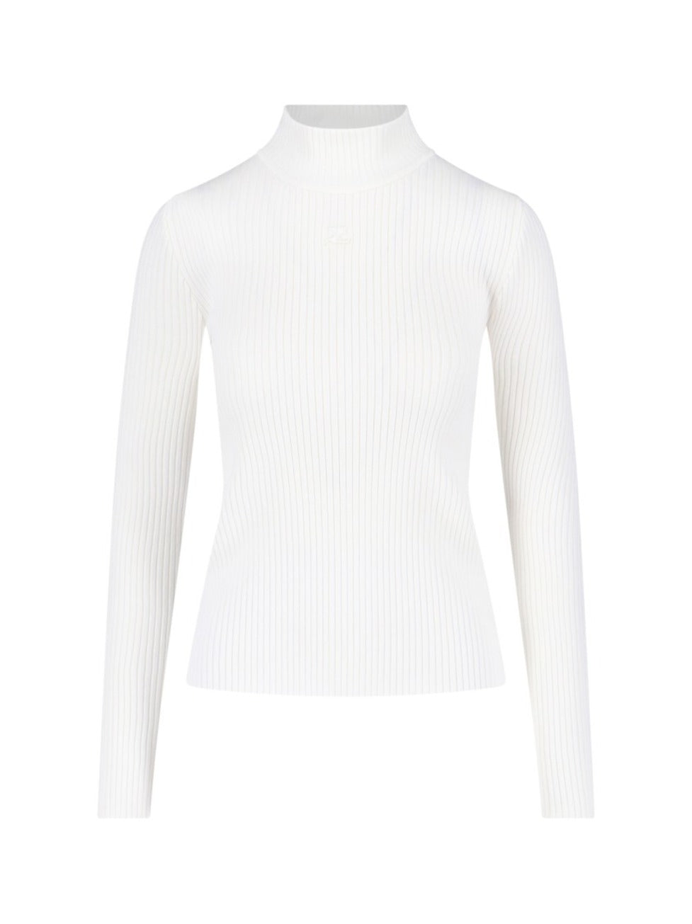 Logo Turtleneck, In White Viscose Blend