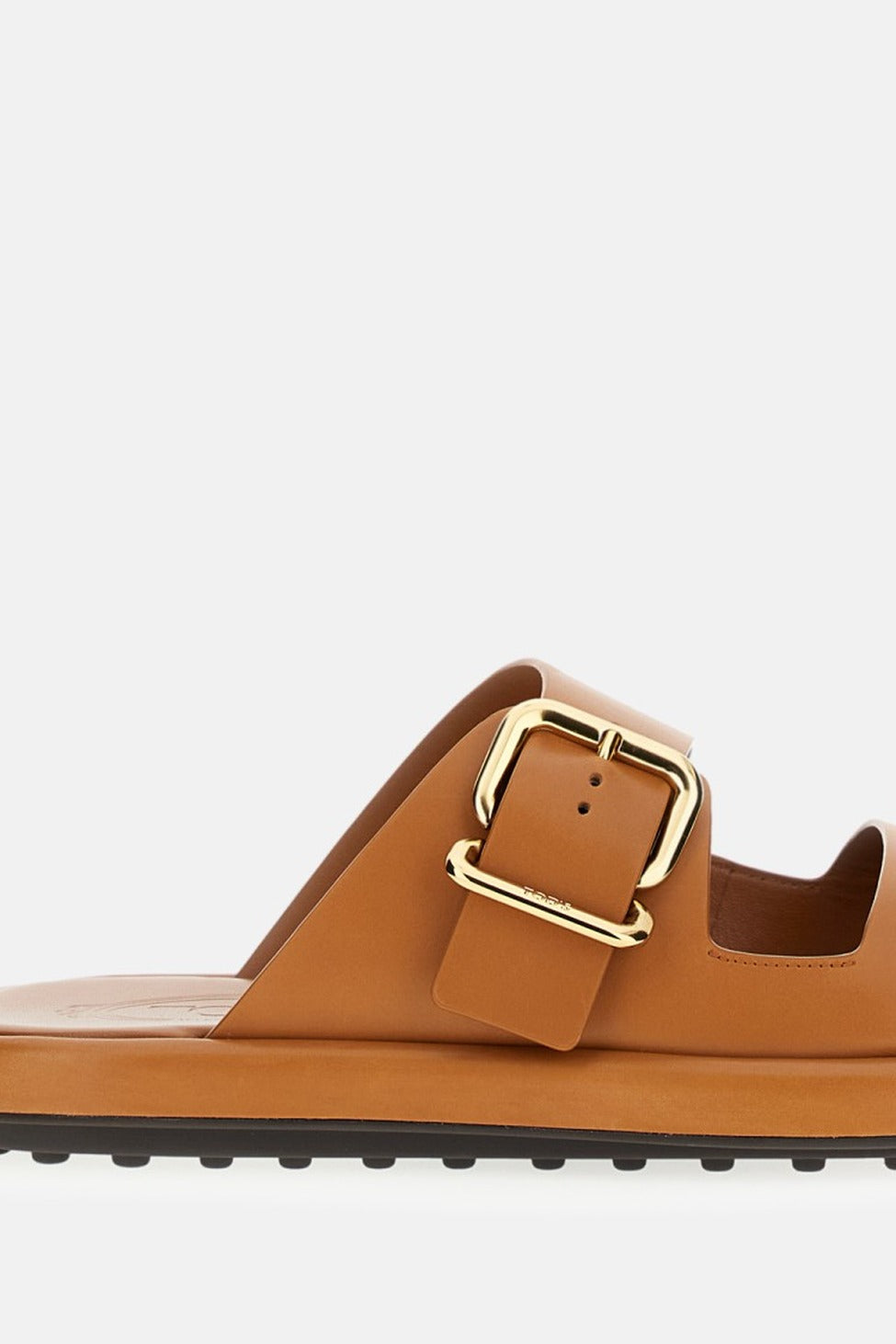 Leather Sandals With Gold Buckle Closure