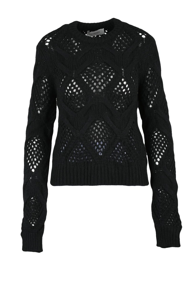Virgin Wool Tricot Sweater - Black
