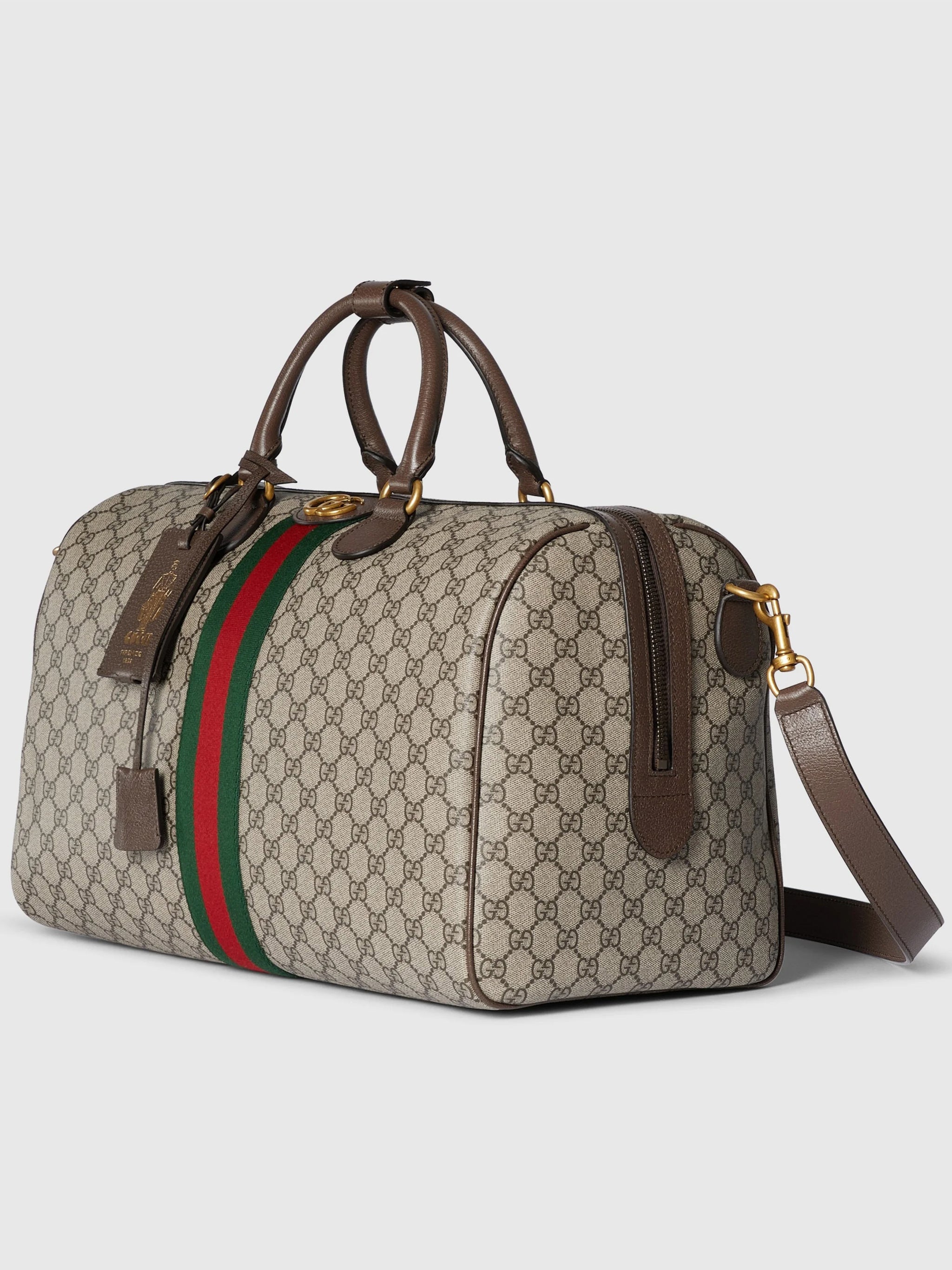 Beige GG Icon Structured Canvas Duffle