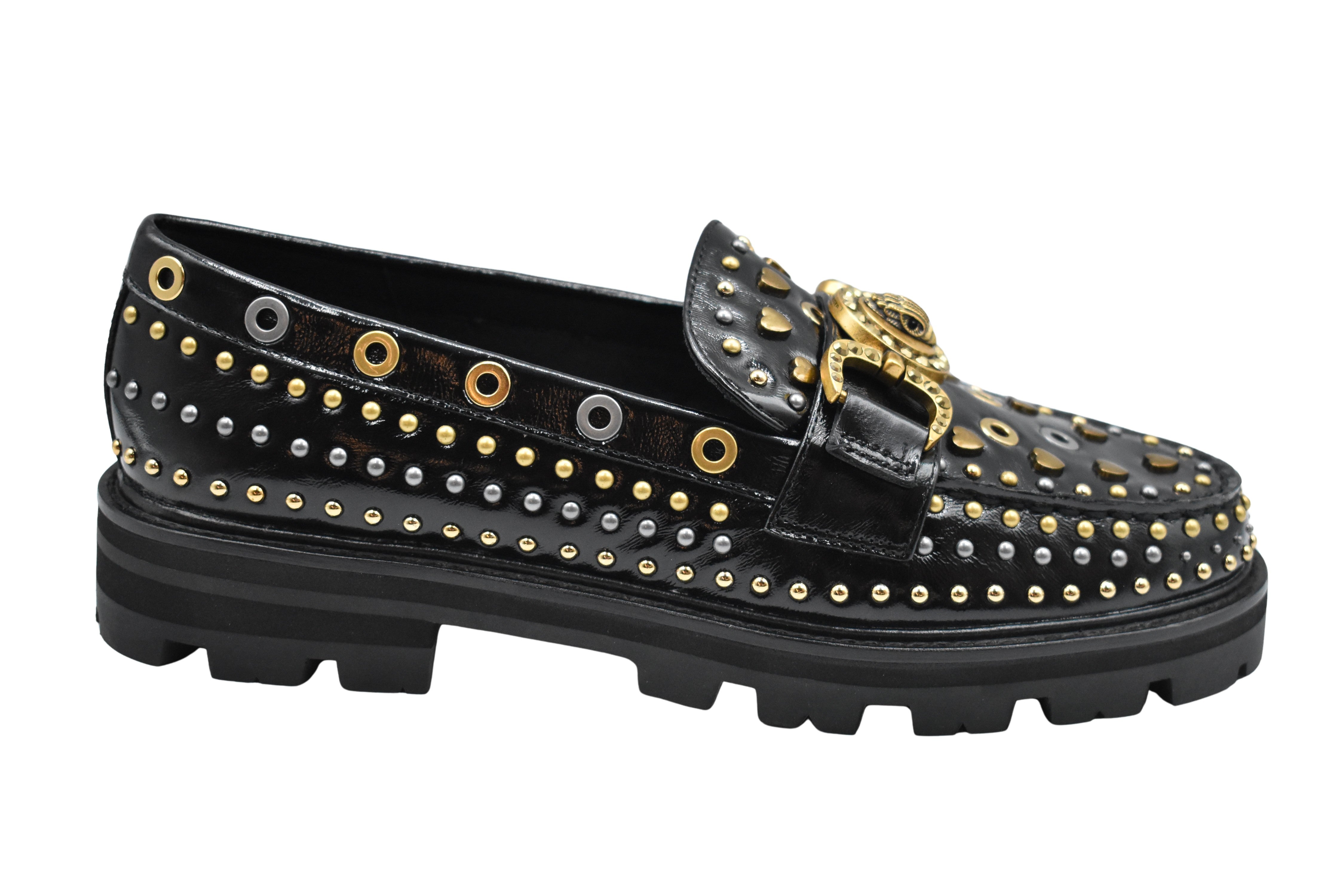 Black Loafers With Gold Buckle